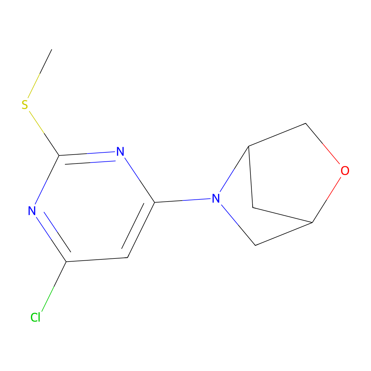 rac-(1R,4R)-5-[6-chloro-2-(methylsulfanyl)pyrimidin-4-yl]-2-oxa-5-azabicyclo[2.2.1]heptane molecular structure, CAS 1637398-57-2