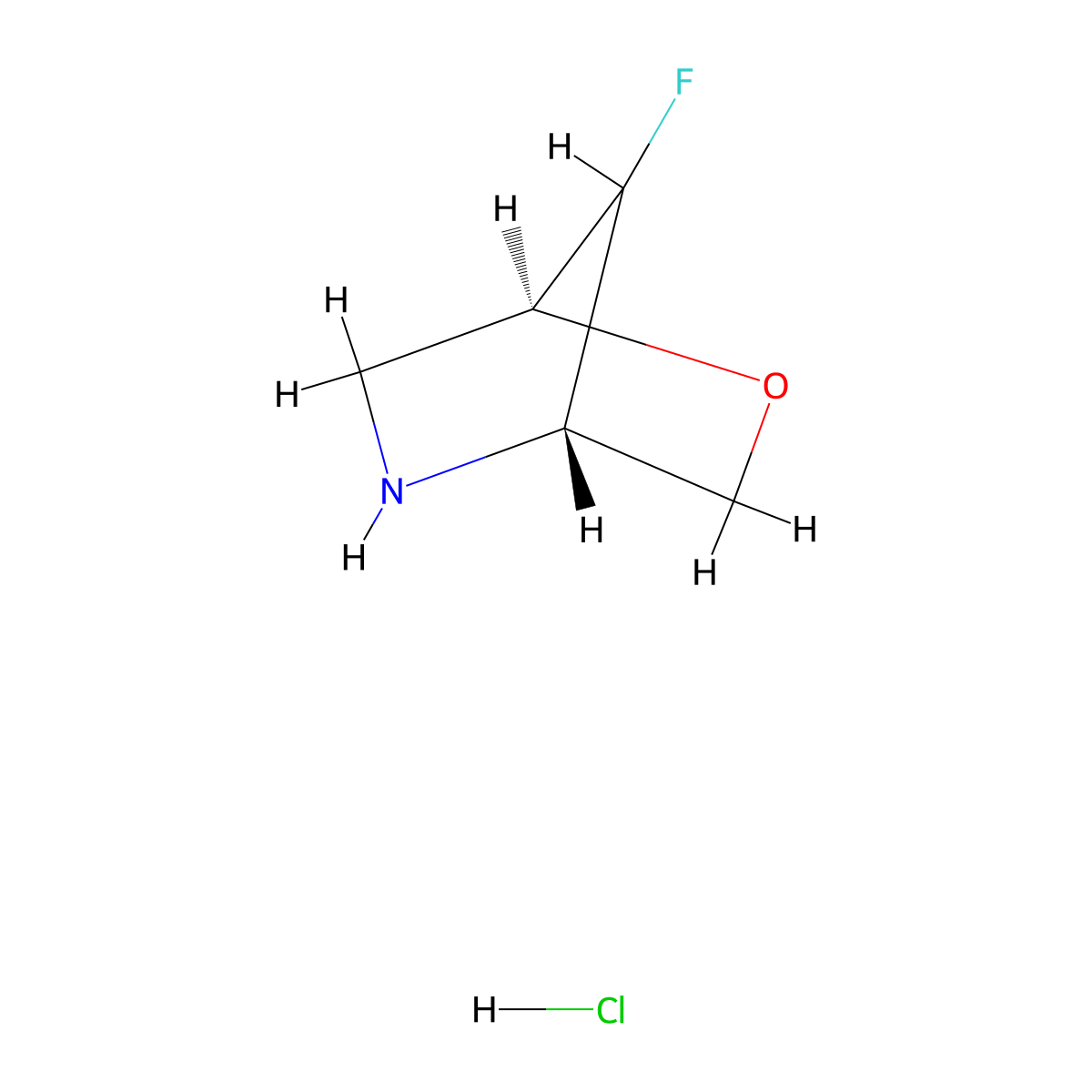 (1S,4S)-7-fluoro-2-oxa-5-azabicyclo[2.2.1]heptane hydrochloride molecular structure, CAS 1637399-27-9