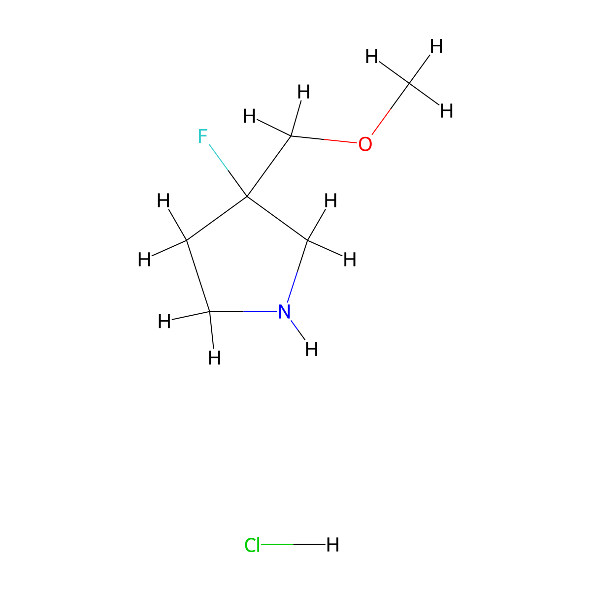 3-Fluoro-3-(methoxymethyl)pyrrolidine hydrochloride molecular structure, CAS 1637399-32-6