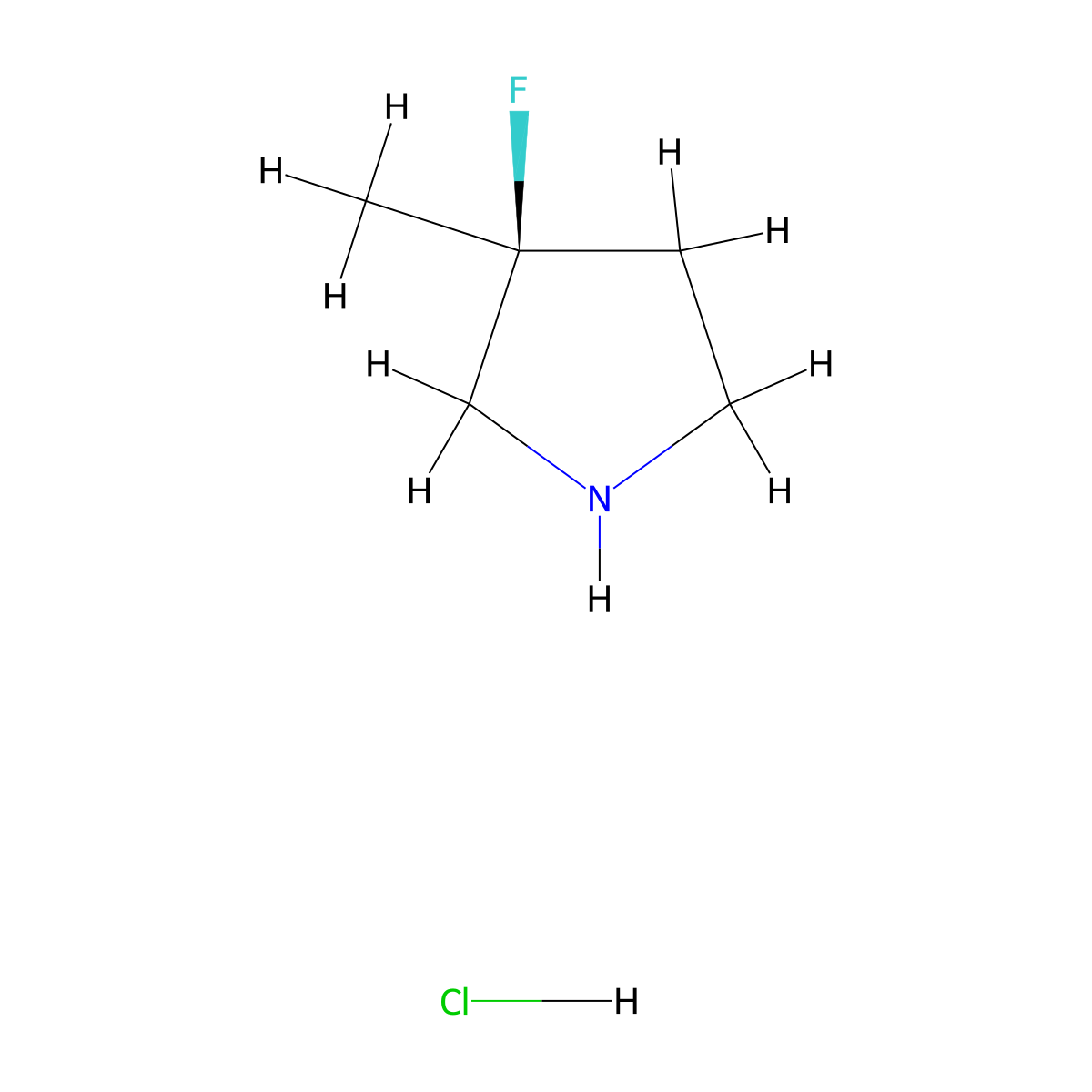 (3S)-3-fluoro-3-methylpyrrolidine hydrochloride molecular structure, CAS 1637399-35-9