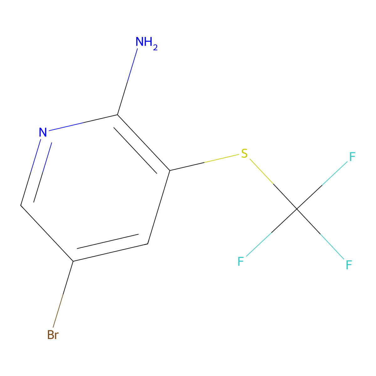 5-Bromo-3-((trifluoromethyl)thio)pyridin-2-amine molecular structure, CAS 1637399-40-6