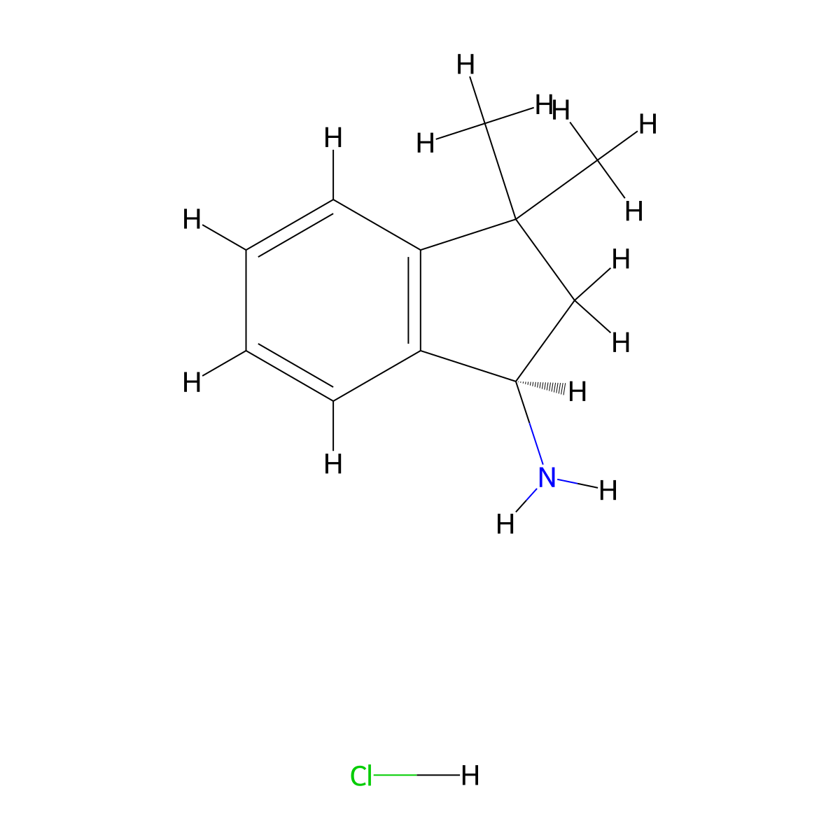 (1R)-3,3-dimethyl-2,3-dihydro-1H-inden-1-amine hydrochloride molecular structure, CAS 1637453-50-9