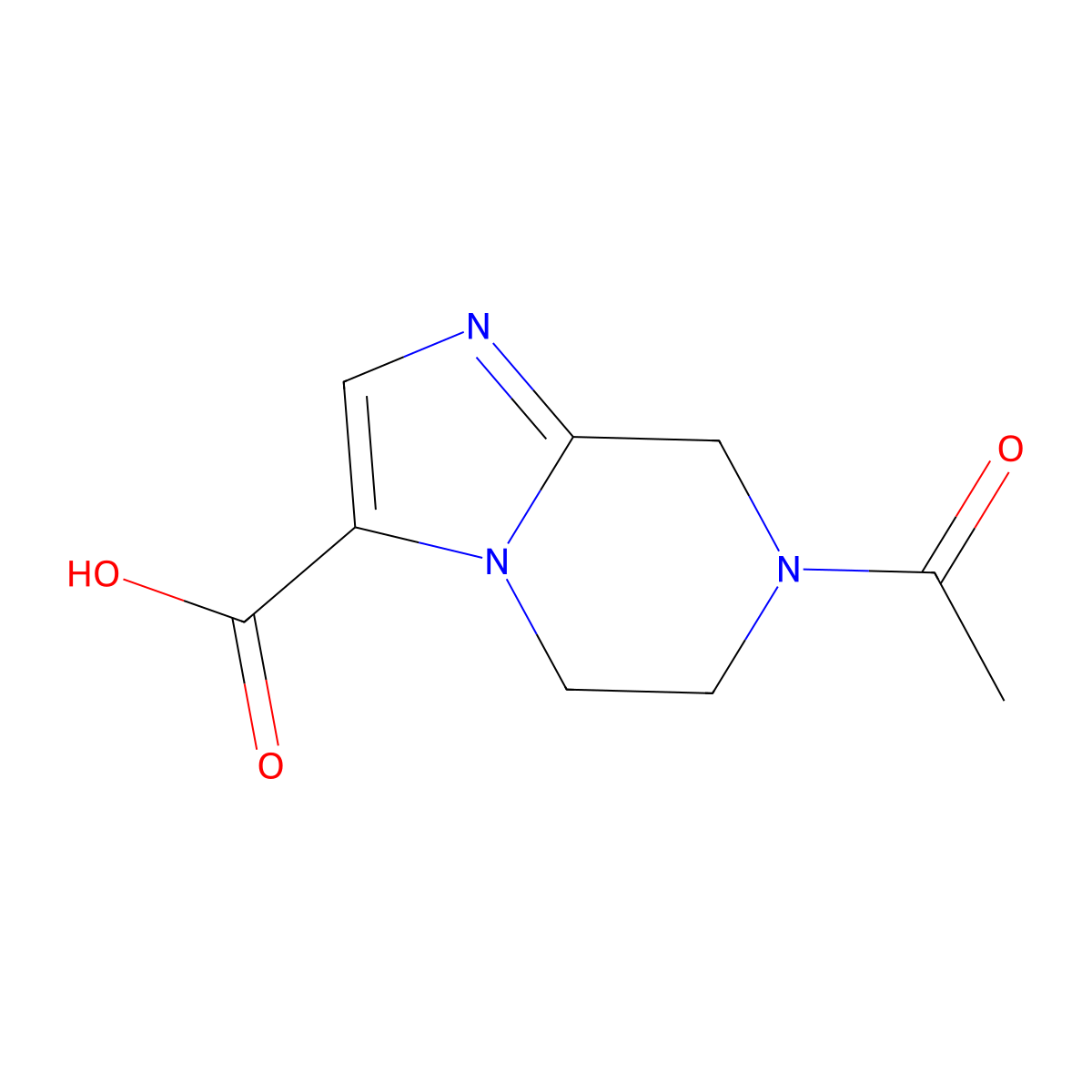 7-acetyl-5H,6H,7H,8H-imidazo[1,2-a]pyrazine-3-carboxylic acid molecular structure, CAS 1637453-61-2