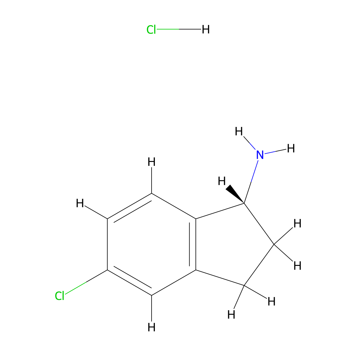(R)-5-Chloro-2,3-dihydro-1H-inden-1-amine hydrochloride molecular structure, CAS 1637453-67-8