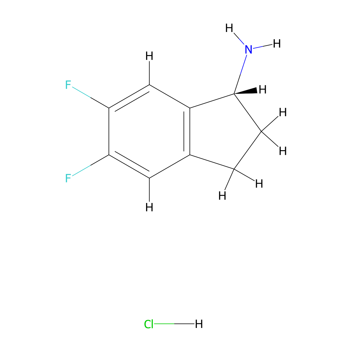 (R)-5,6-Difluoro-2,3-dihydro-1H-inden-1-amine hydrochloride molecular structure, CAS 1637453-74-7