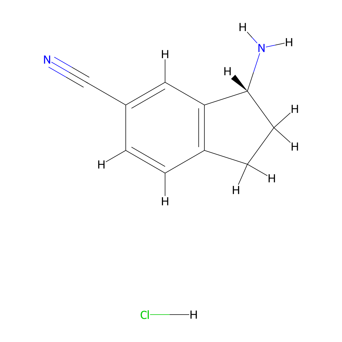 (R)-3-Amino-2,3-dihydro-1H-indene-5-carbonitrile hydrochloride molecular structure, CAS 1637453-75-8