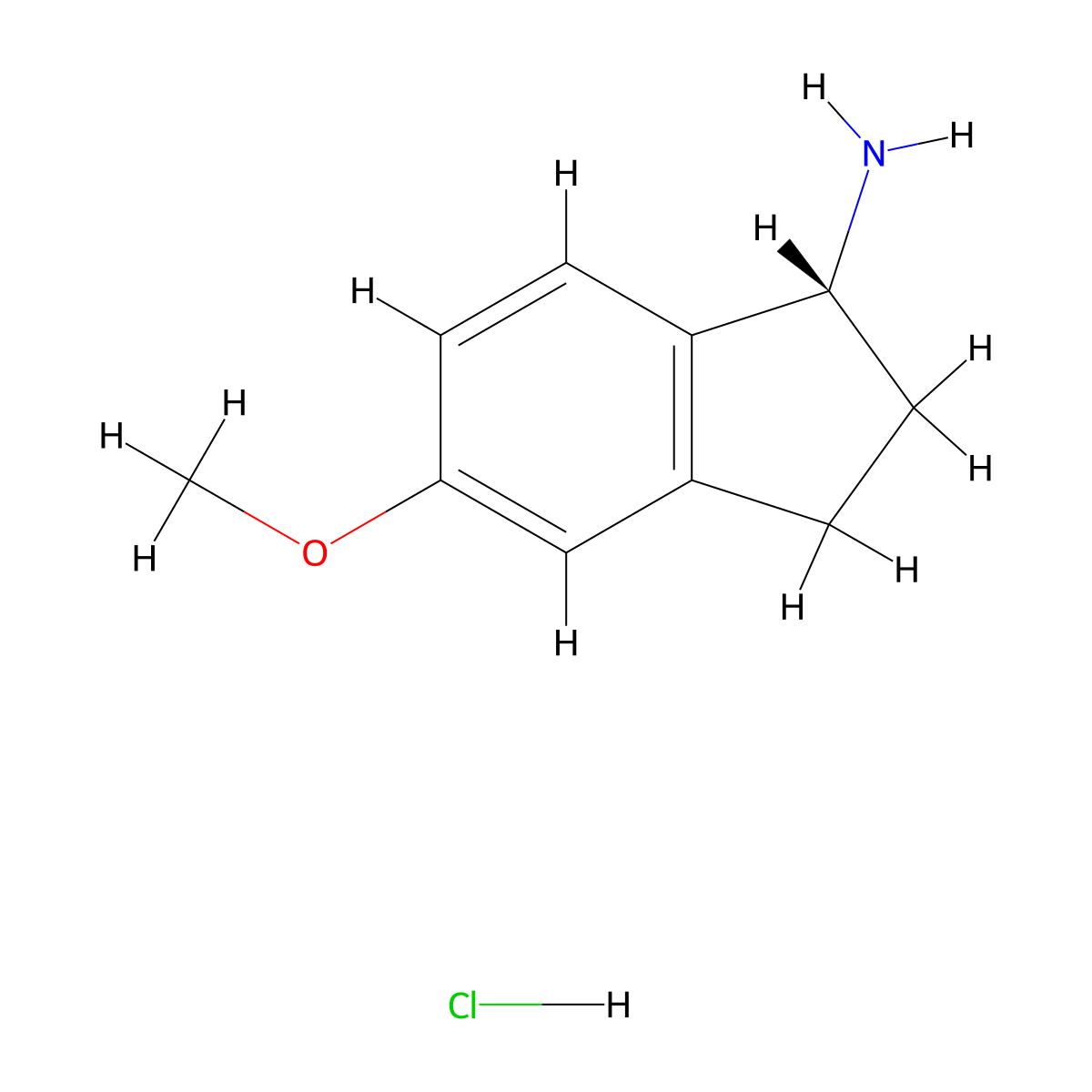(1R)-5-methoxy-2,3-dihydro-1H-inden-1-amine hydrochloride molecular structure, CAS 1637453-85-0