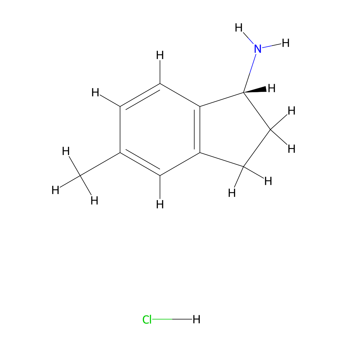 (R)-5-methyl-2,3-dihydro-1H-inden-1-amine hydrochloride molecular structure, CAS 1637453-87-2