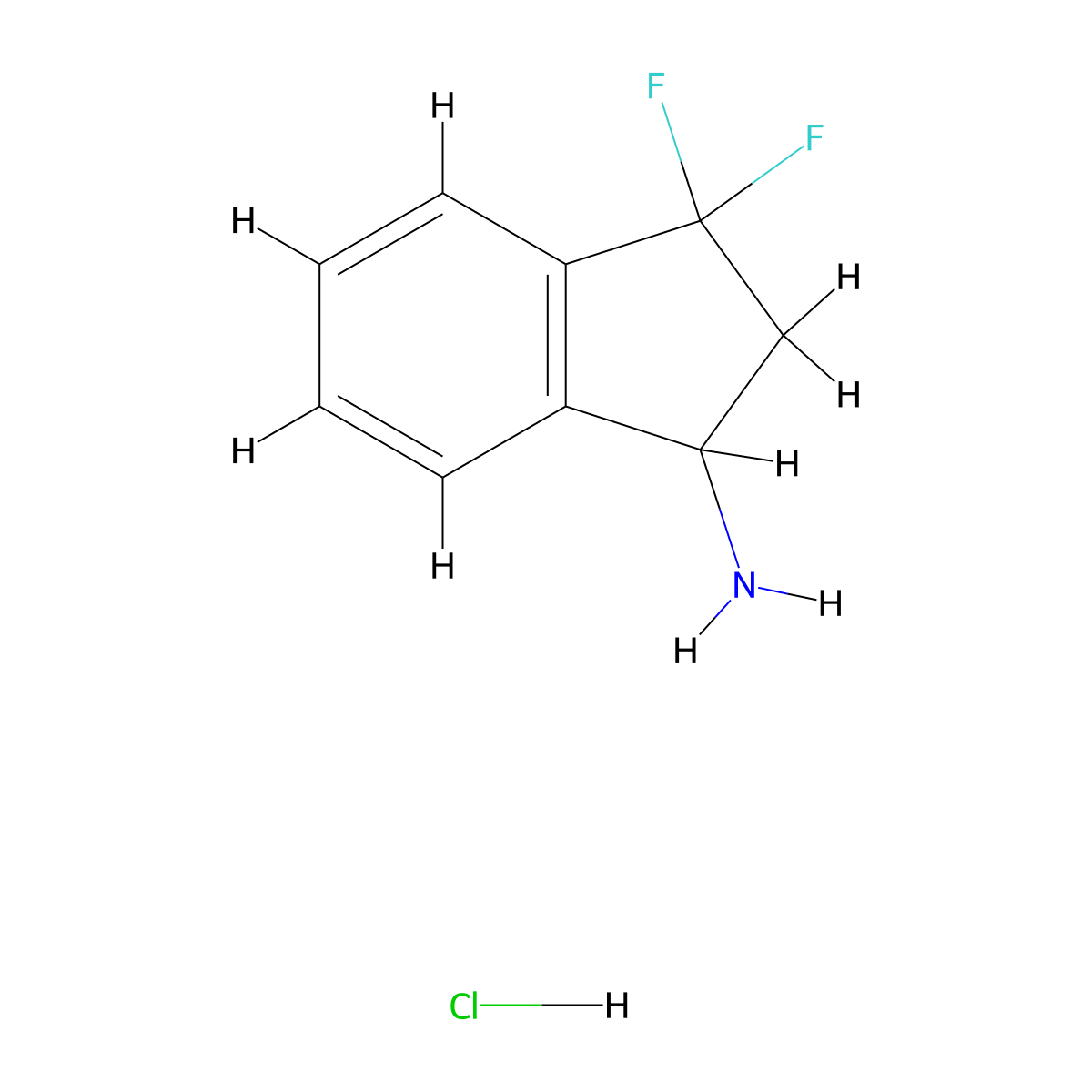 3,3-difluoro-2,3-dihydro-1H-inden-1-amine hydrochloride molecular structure, CAS 1637453-90-7