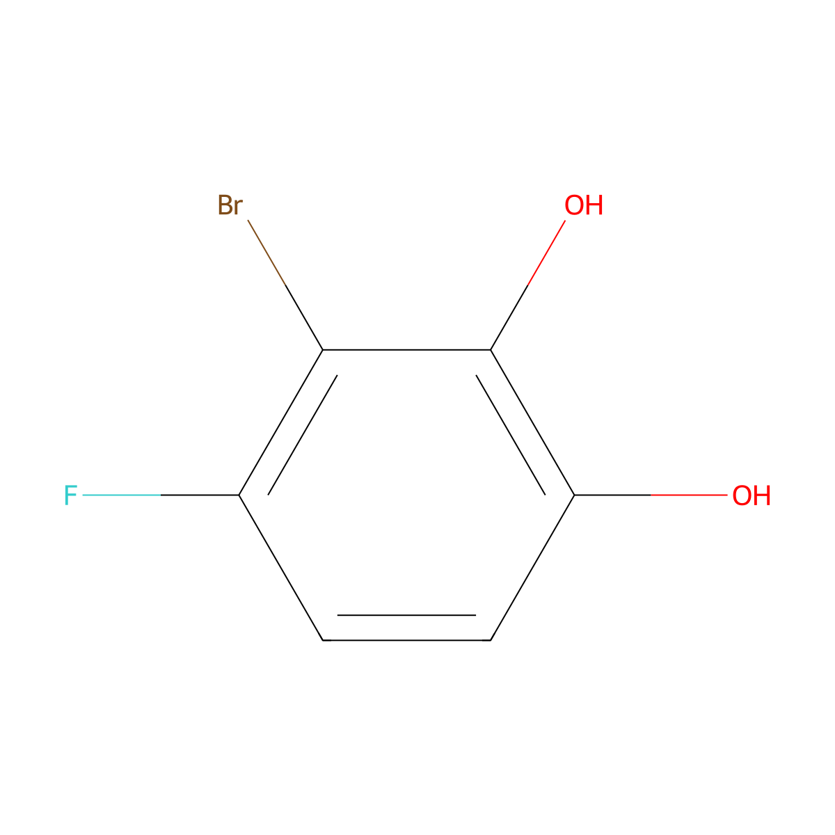 3-Bromo-4-fluorobenzene-1,2-diol molecular structure, CAS 1637490-68-6