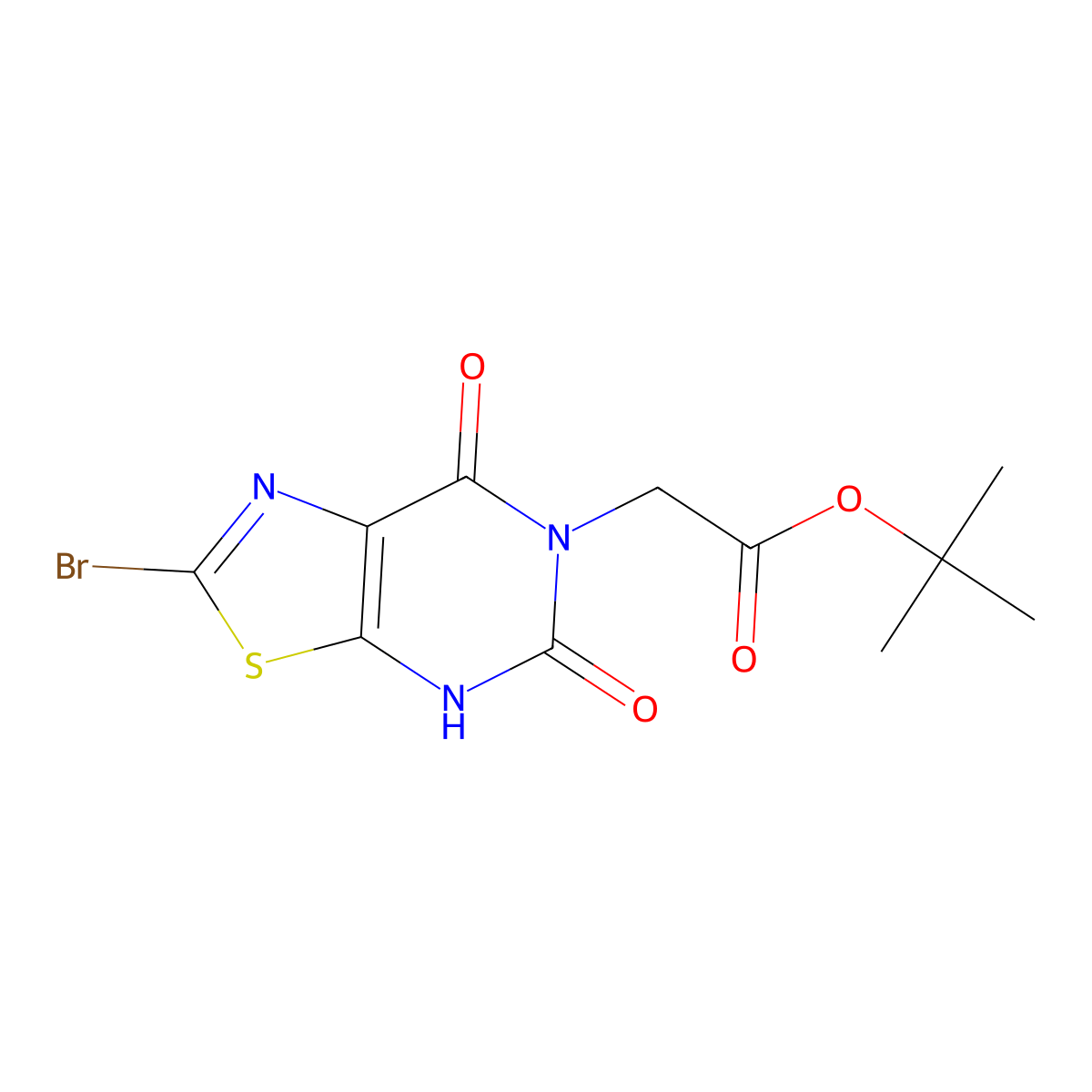 tert-Butyl 2-(2-bromo-5,7-dioxo-4,5-dihydrothiazolo[5,4-d]pyrimidin-6(7H)-yl)acetate molecular structure, CAS 1637533-76-6