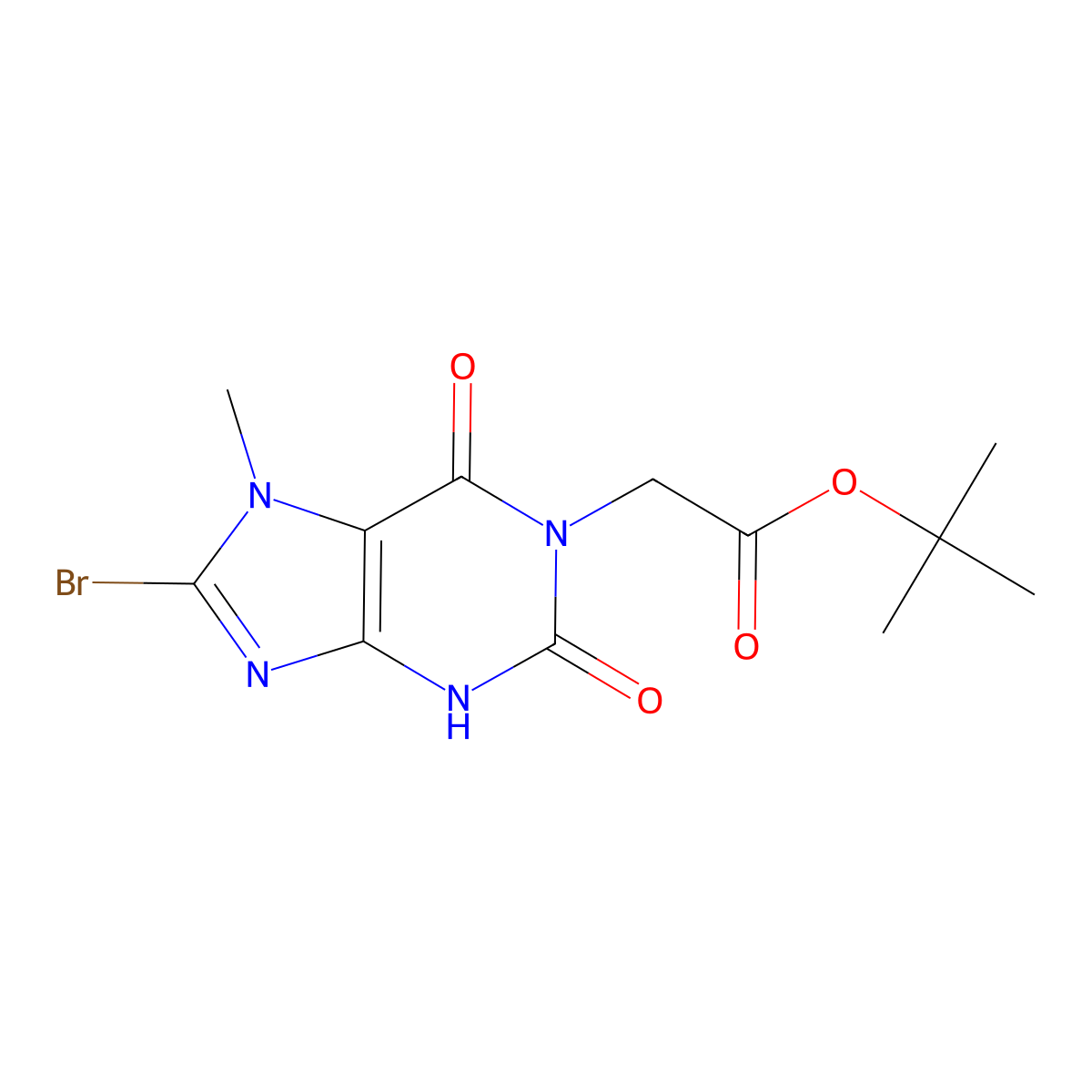 tert-butyl 2-(8-bromo-7-methyl-2,6-dioxo-2,3,6,7-tetrahydro-1H-purin-1-yl)acetate molecular structure, CAS 1637533-84-6