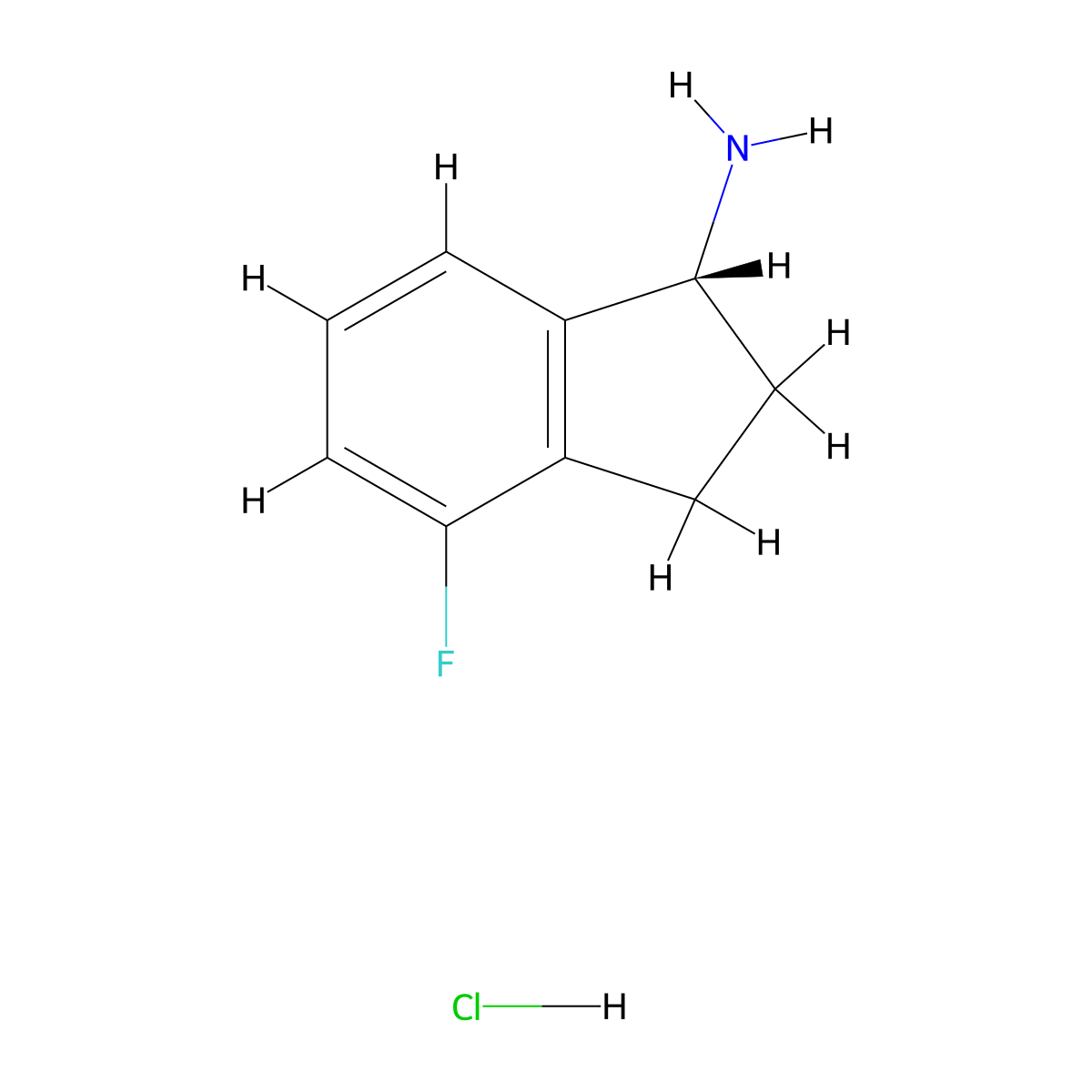 (R)-4-fluoro-2,3-dihydro-1H-inden-1-amine hydrochloride molecular structure, CAS 1637540-45-4