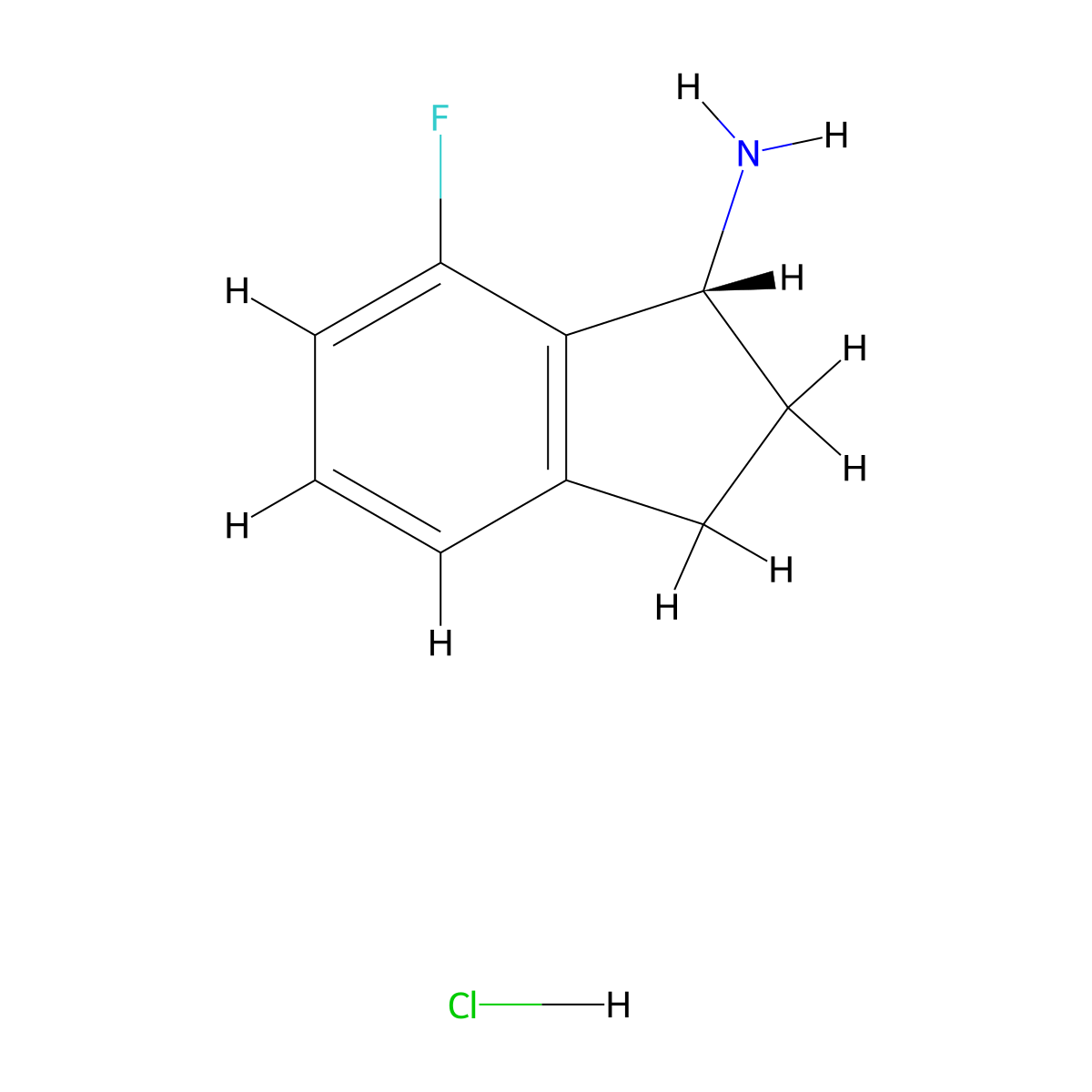 (R)-7-Fluoro-2,3-dihydro-1H-inden-1-amine hydrochloride molecular structure, CAS 1637540-48-7