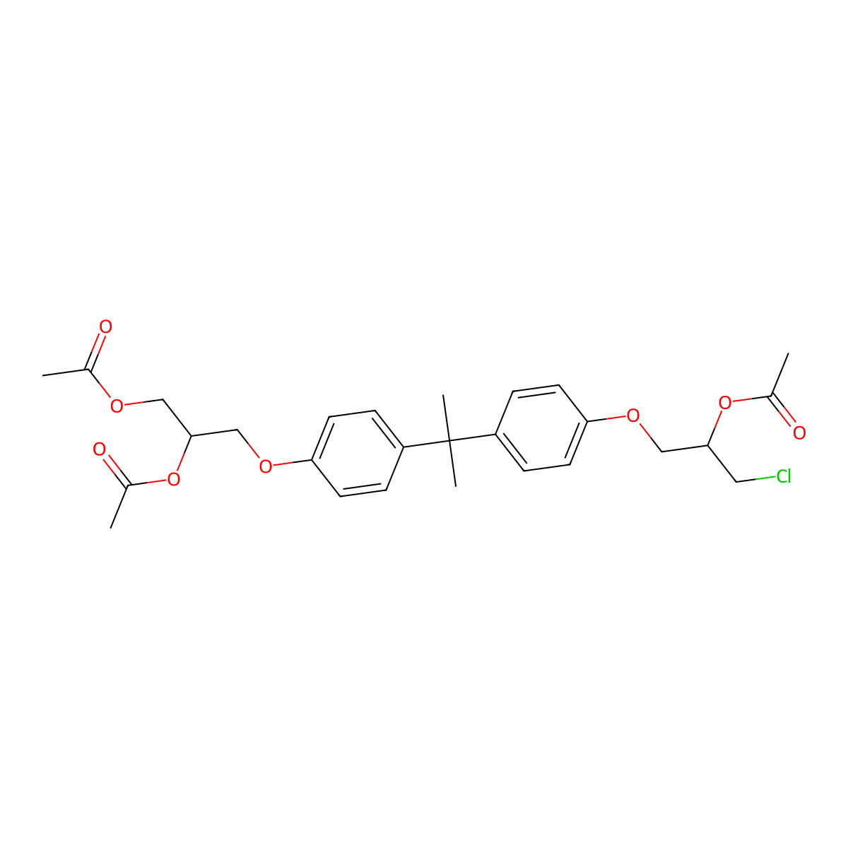3-(4-(2-(4-(2-Acetoxy-3-chloropropoxy)phenyl)propan-2-yl)phenoxy)propane-1,2-diyl diacetate molecular structure, CAS 1637573-45-5
