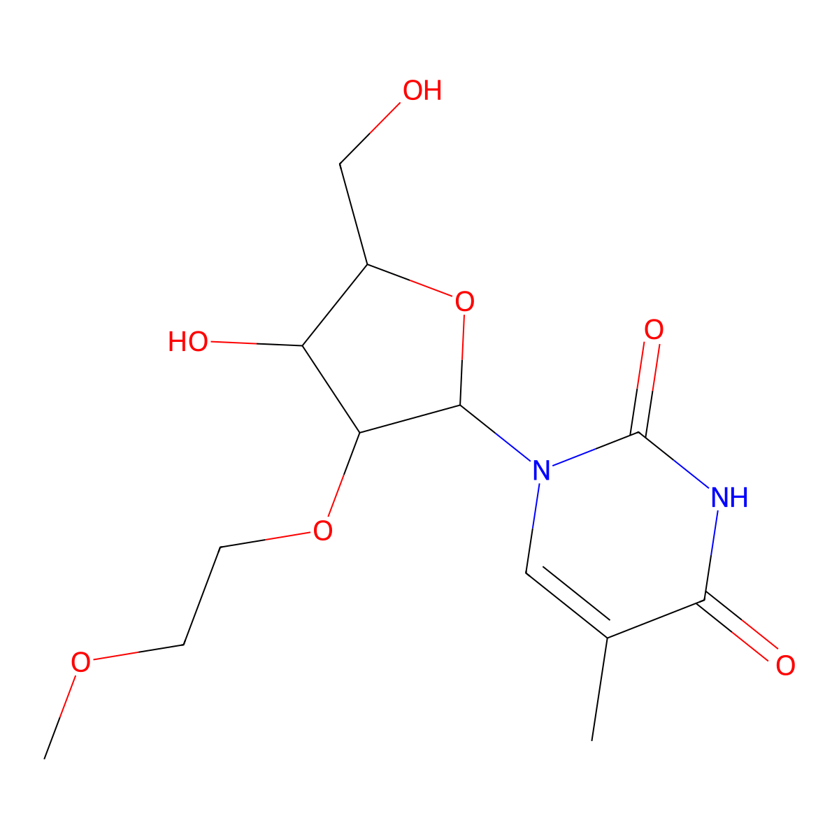 2'-O-(2-Methoxyethyl)-5-methyl-uridine molecular structure, CAS 163759-49-7