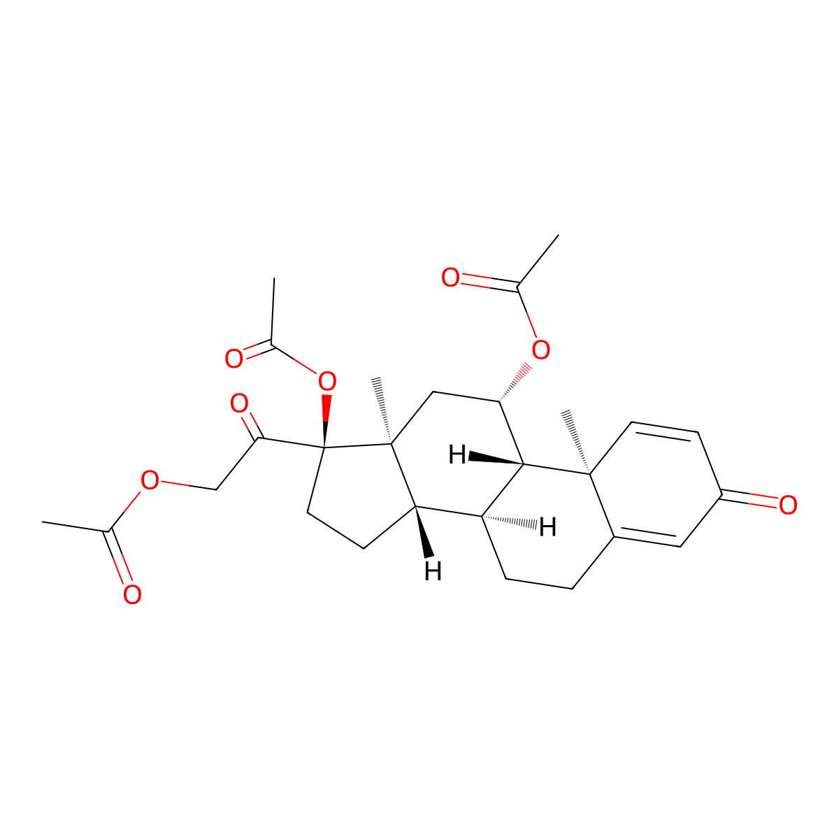 Prednisolone, 11,17,21-triacetate molecular structure, CAS 16376-33-3