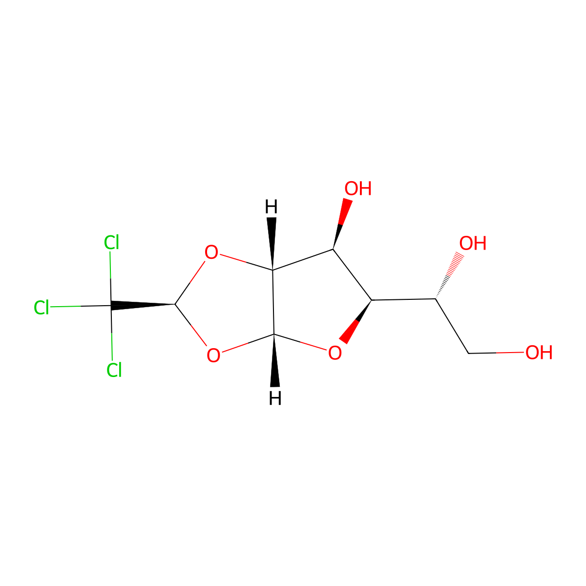 1,2-O-((1S)-2,2,2-Trichloroethylidene)-alpha-D-glucofuranose molecular structure, CAS 16376-36-6