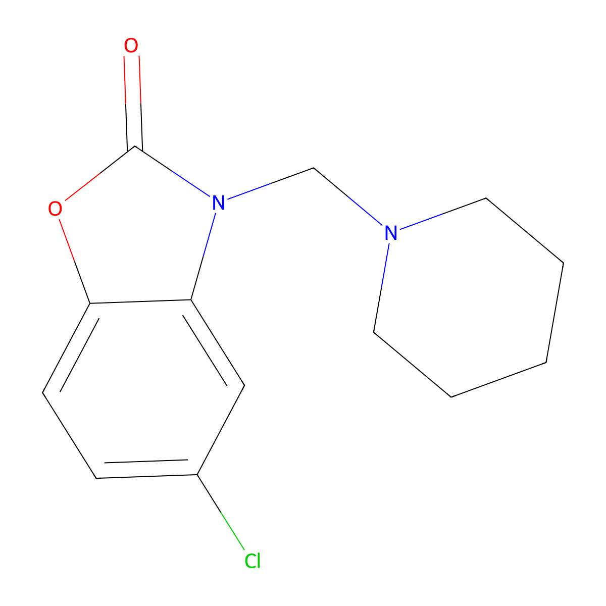 3-Piperidinomethyl-5-chlorobenzoxazolin-2-one molecular structure, CAS 16376-55-9