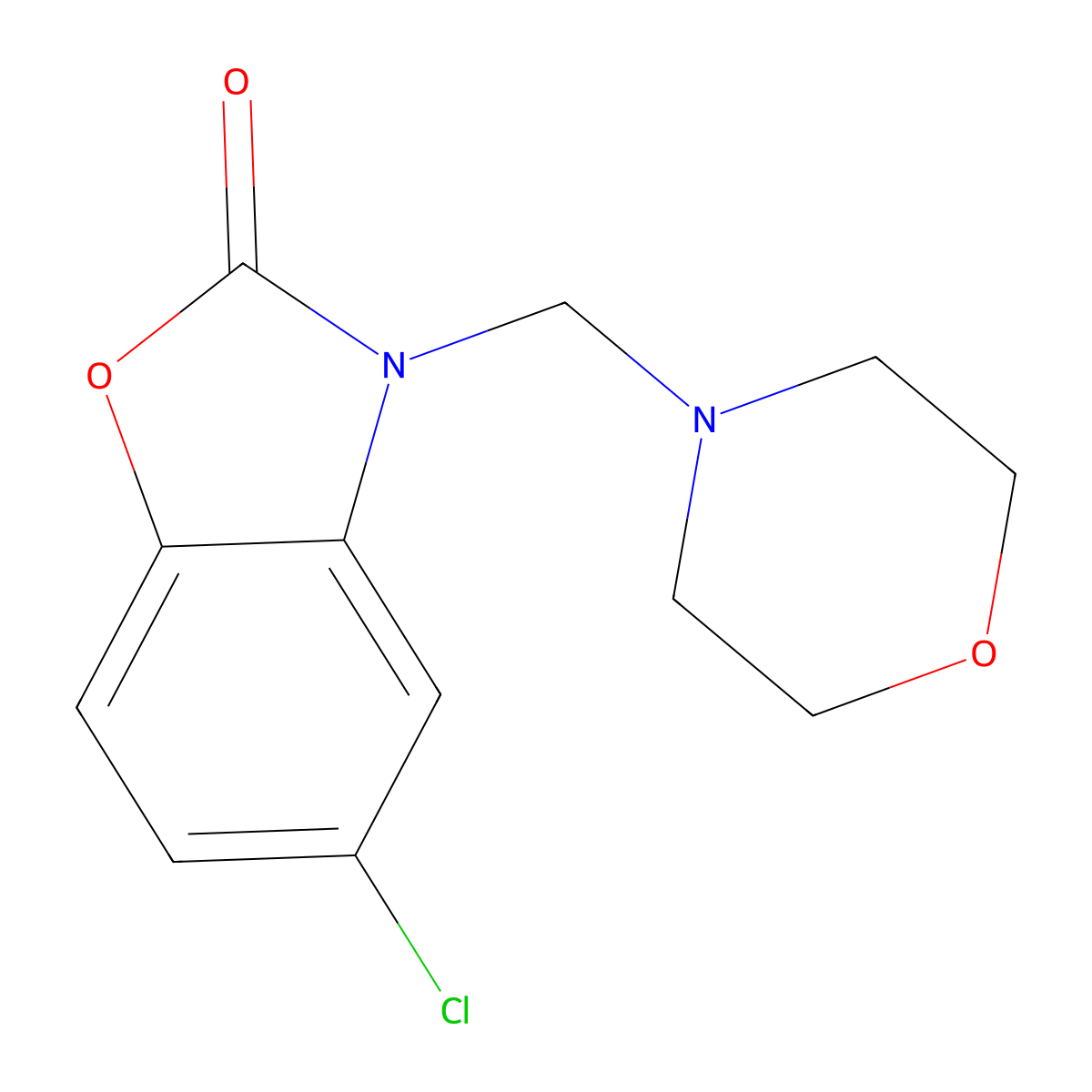 2-Benzoxazolinone, 5-chloro-3-(morpholinomethyl)- molecular structure, CAS 16376-61-7