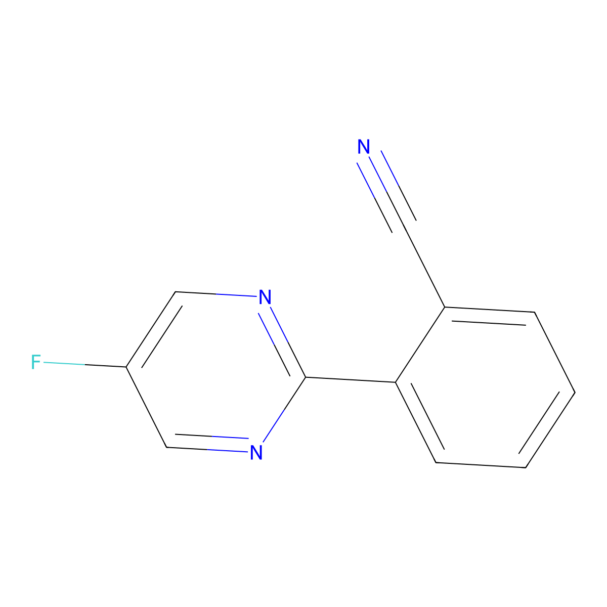 2-(5-Fluoropyrimidin-2-yl)benzonitrile molecular structure, CAS 1637687-38-7
