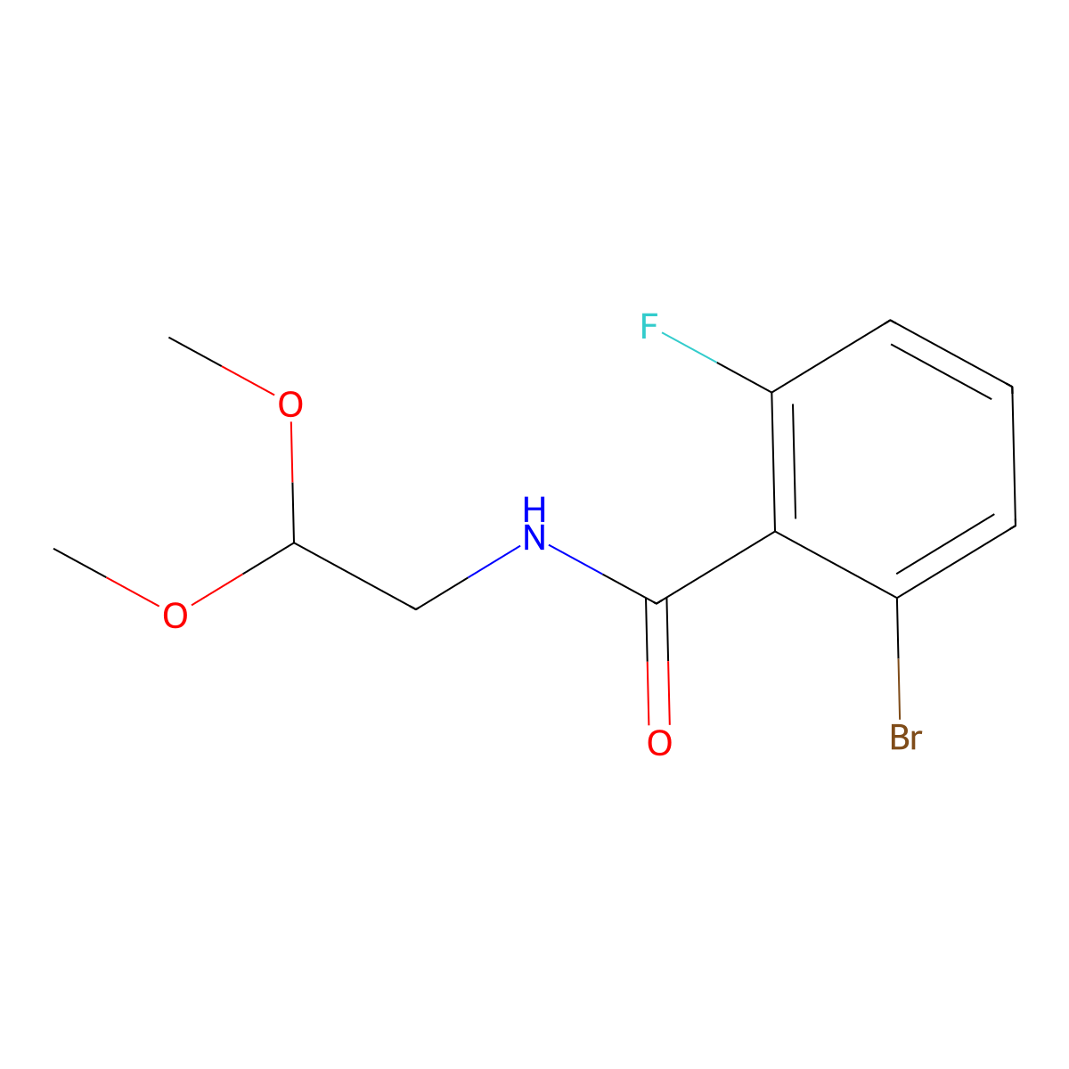 2-bromo-N-(2,2-dimethoxyethyl)-6-fluorobenzamide molecular structure, CAS 1637687-46-7