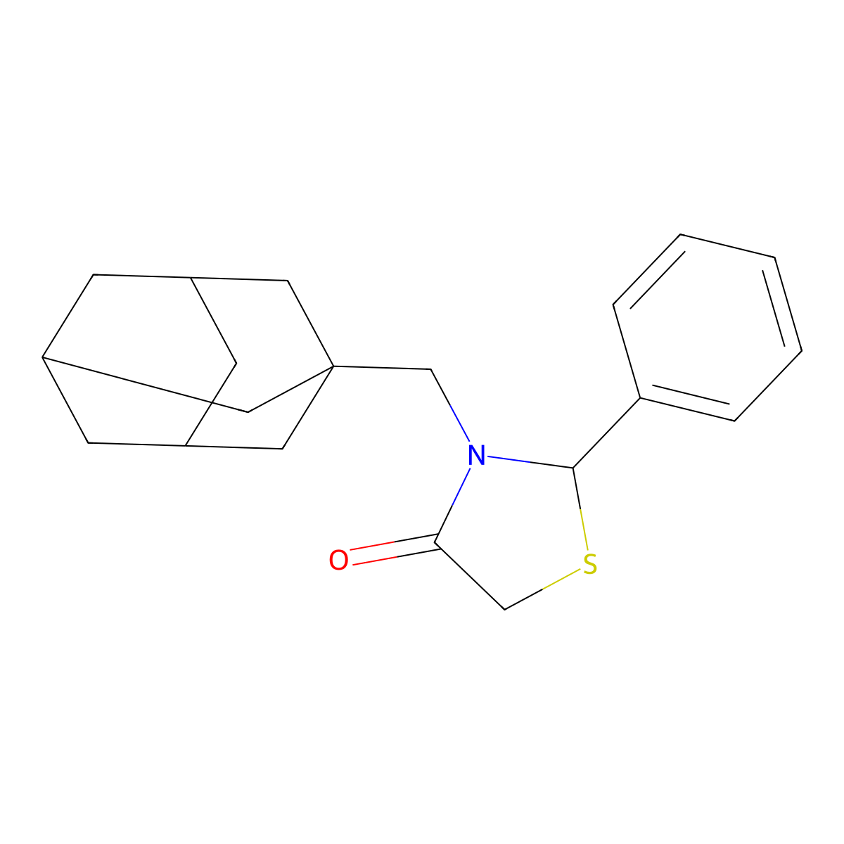 3-(1-Adamantylmethyl)-2-phenyl-1,3-thiazolidin-4-one molecular structure, CAS 163770-17-0