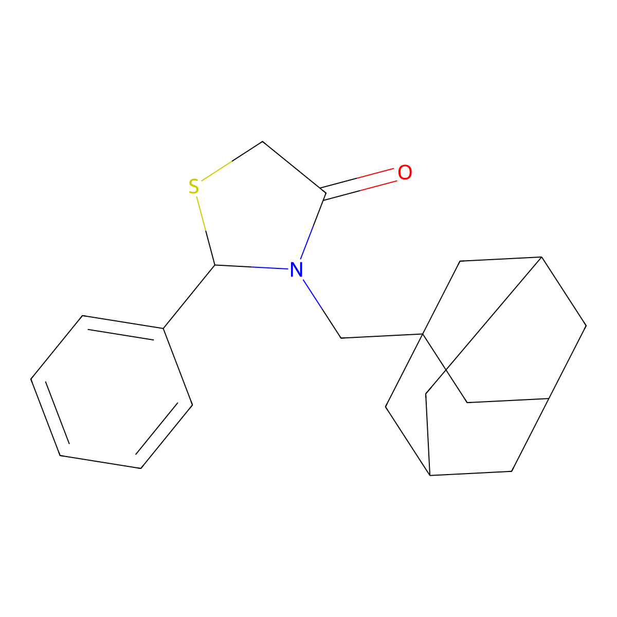 3-(1-Adamantylmethyl)-2-phenyl-1,3-thiazolidin-4-one molecular structure, CAS 163770-17-0