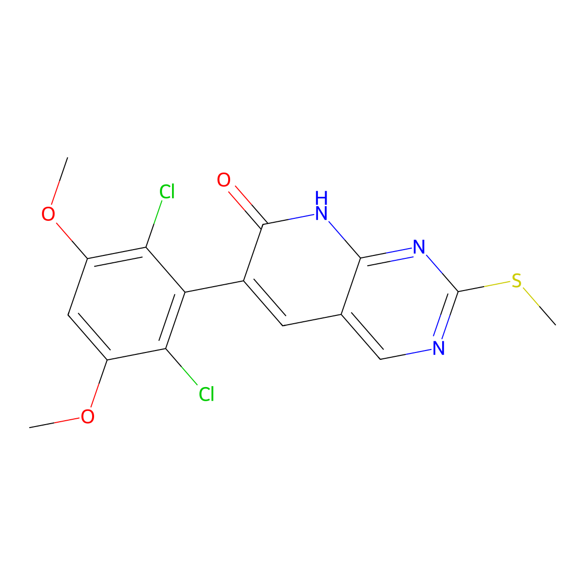 6-(2,6-dichloro-3,5-dimethoxyphenyl)-2-(methylthio)pyrido[2,3-d]pyrimidin-7(8H)-one molecular structure, CAS 1637713-31-5