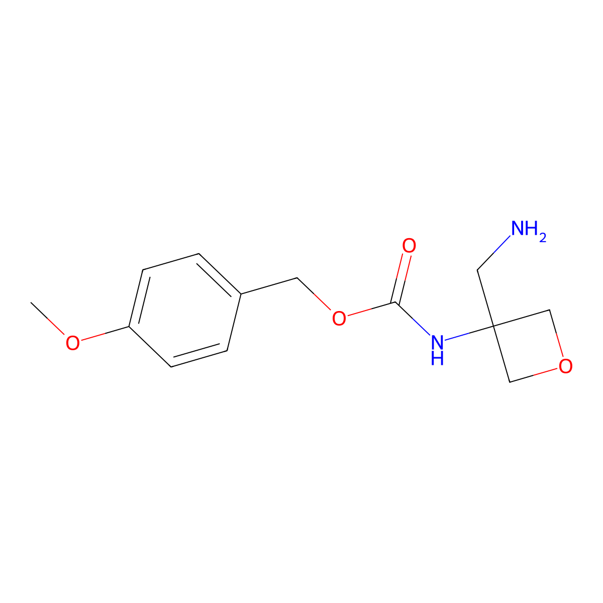 (4-Methoxyphenyl)methyl N-[3-(aminomethyl)oxetan-3-YL]carbamate molecular structure, CAS 1637752-40-9