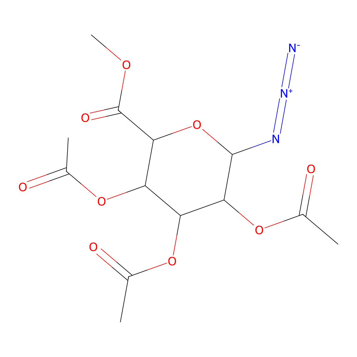 Methyl 2-3-4-tri-O-acetyl-beta-D-glucopyranuronosyl azide molecular structure, CAS 163776-38-3