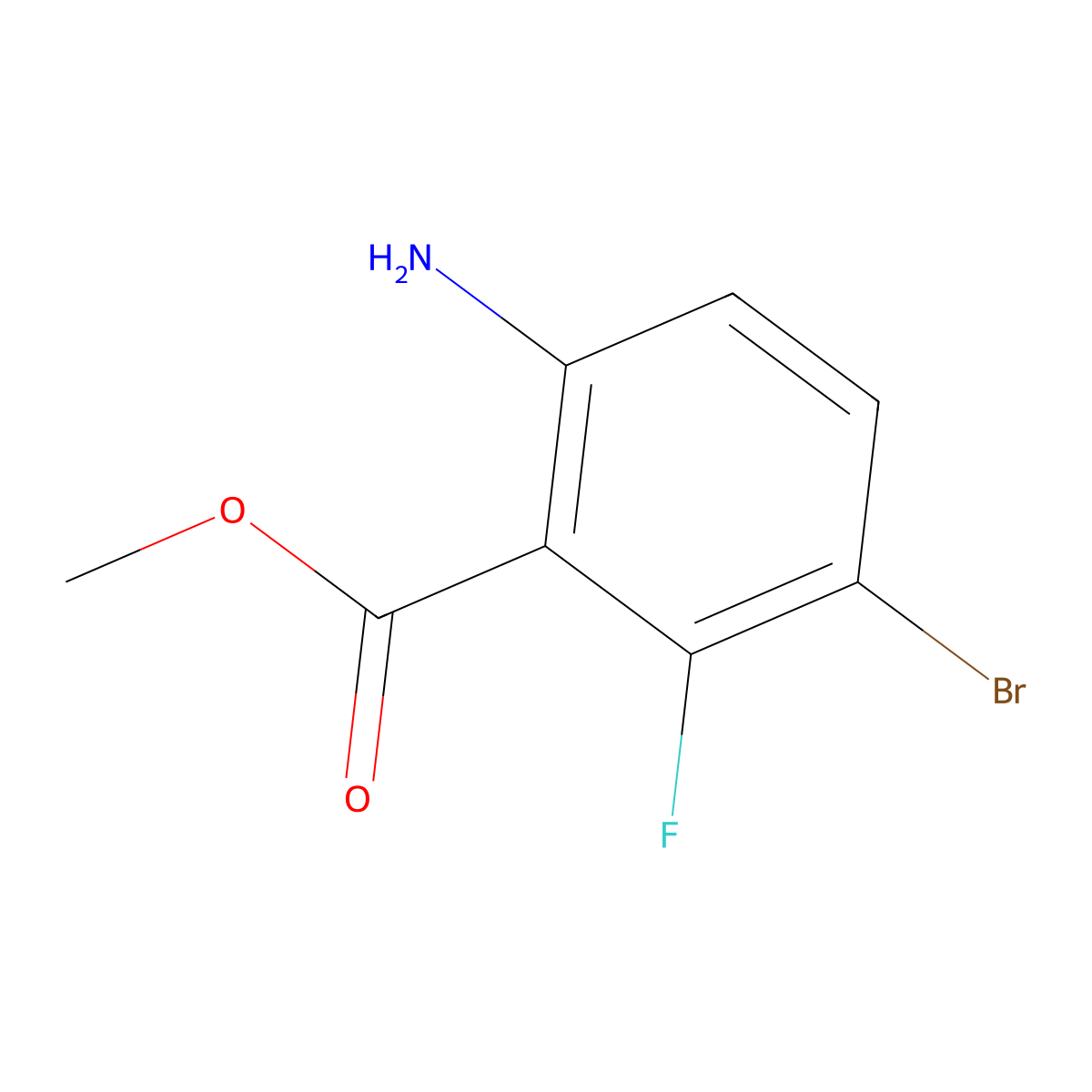 Methyl 6-amino-3-bromo-2-fluorobenzoate molecular structure, CAS 1637774-20-9