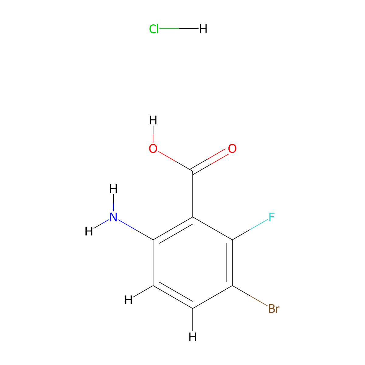 6-Amino-3-bromo-2-fluorobenzoic acid hydrochloride molecular structure, CAS 1637774-84-5