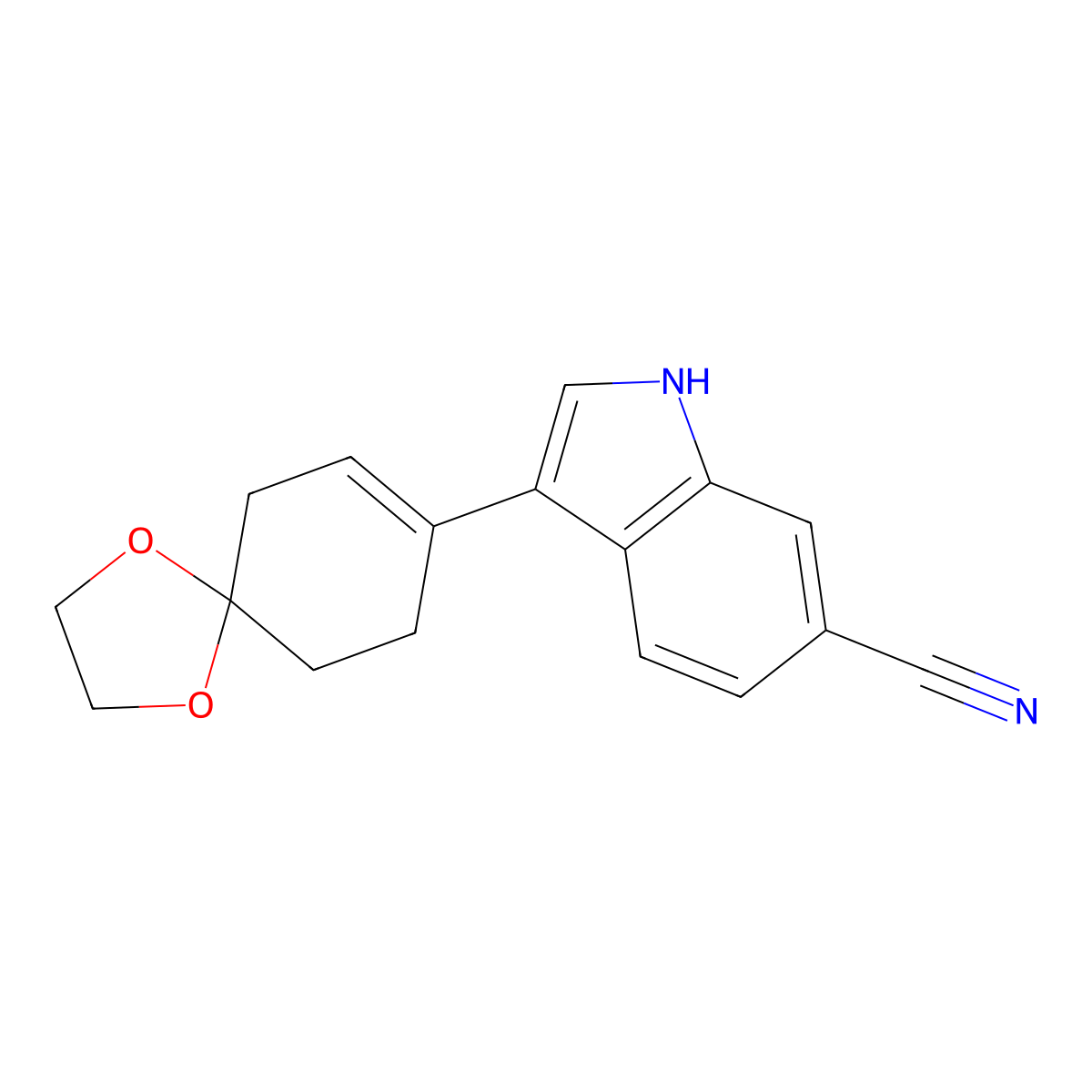 3-(1,4-Dioxaspiro[4.5]dec-7-en-8-yl)-1H-indole-6-carbonitrile molecular structure, CAS 1637781-25-9