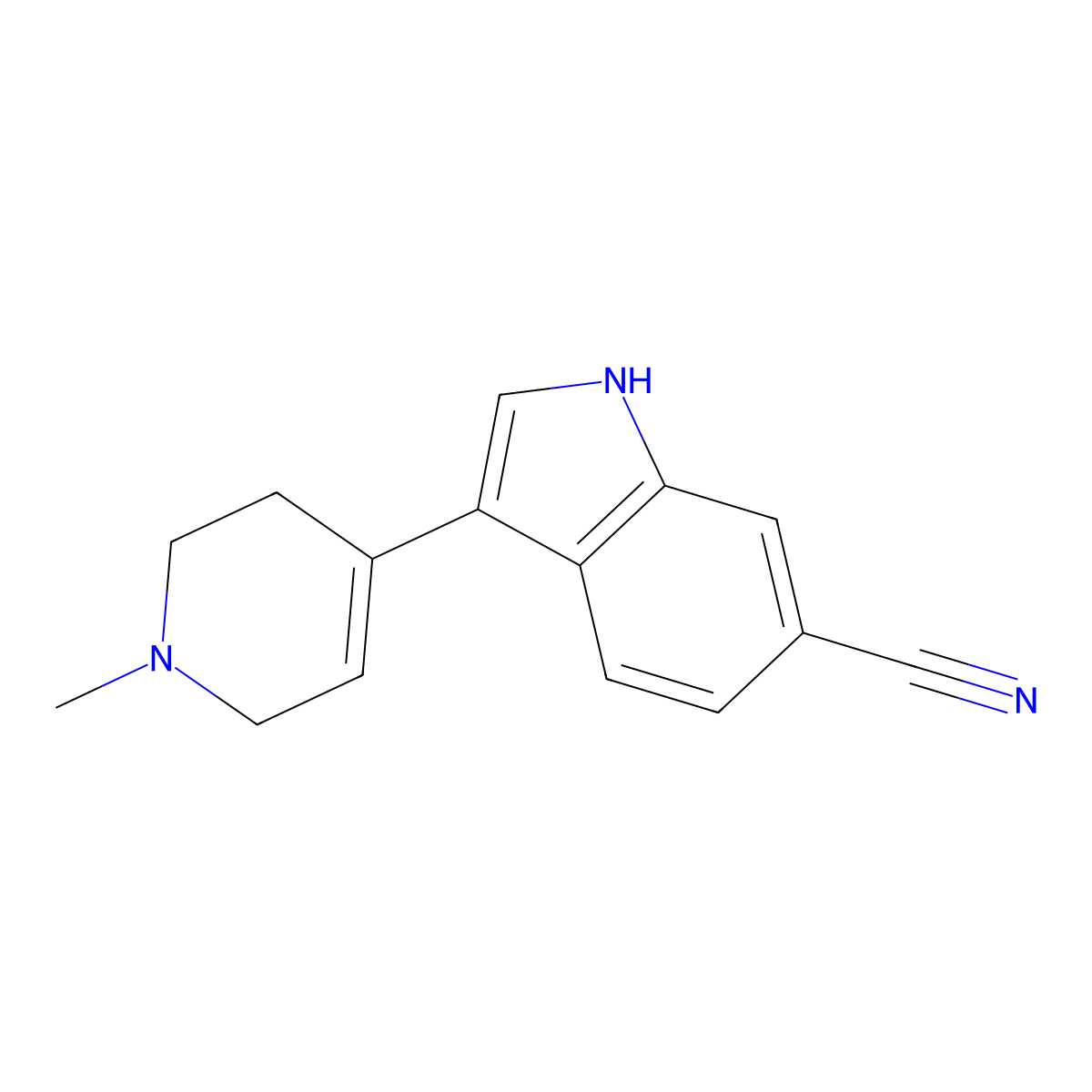 3-(1-Methyl-1,2,3,6-tetrahydropyridin-4-yl)-1H-indole-6-carbonitrile molecular structure, CAS 1637781-29-3