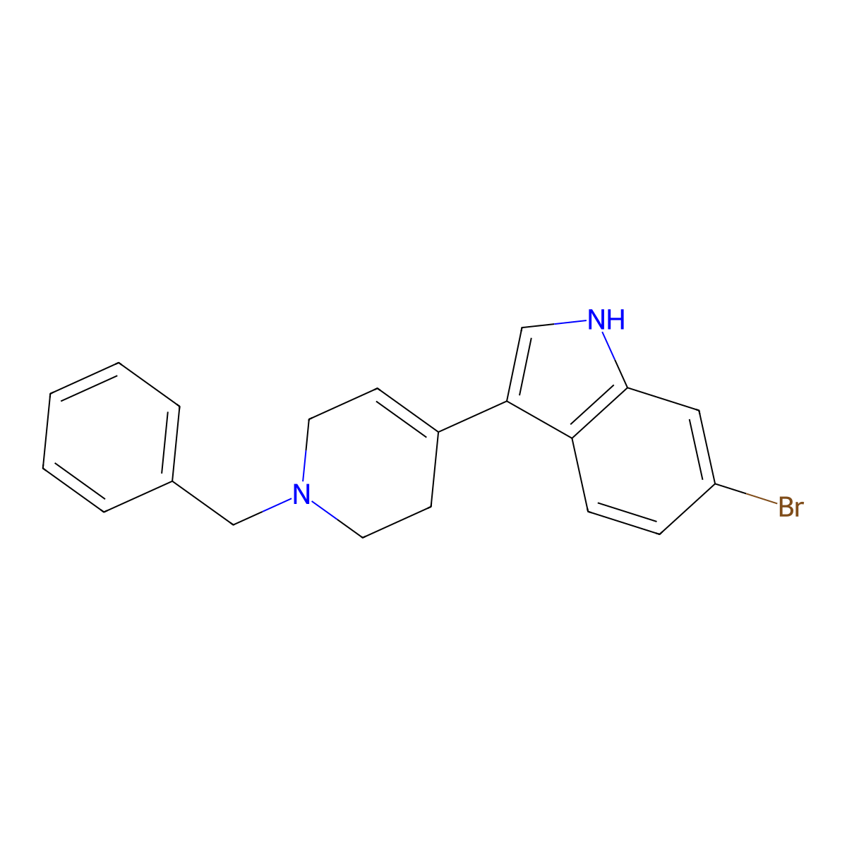3-(1-Benzyl-1,2,3,6-tetrahydropyridin-4-yl)-6-bromo-1H-indole molecular structure, CAS 1637781-38-4