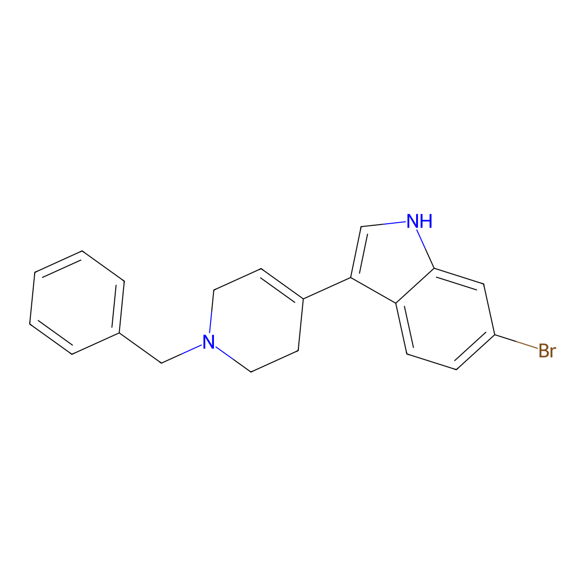 3-(1-Benzyl-1,2,3,6-tetrahydropyridin-4-yl)-6-bromo-1H-indole molecular structure, CAS 1637781-38-4