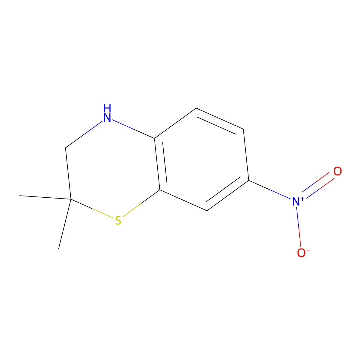 2,2-Dimethyl-7-nitro-3,4-dihydro-2H-benzo[b][1,4]thiazine molecular structure, CAS 1637781-47-5