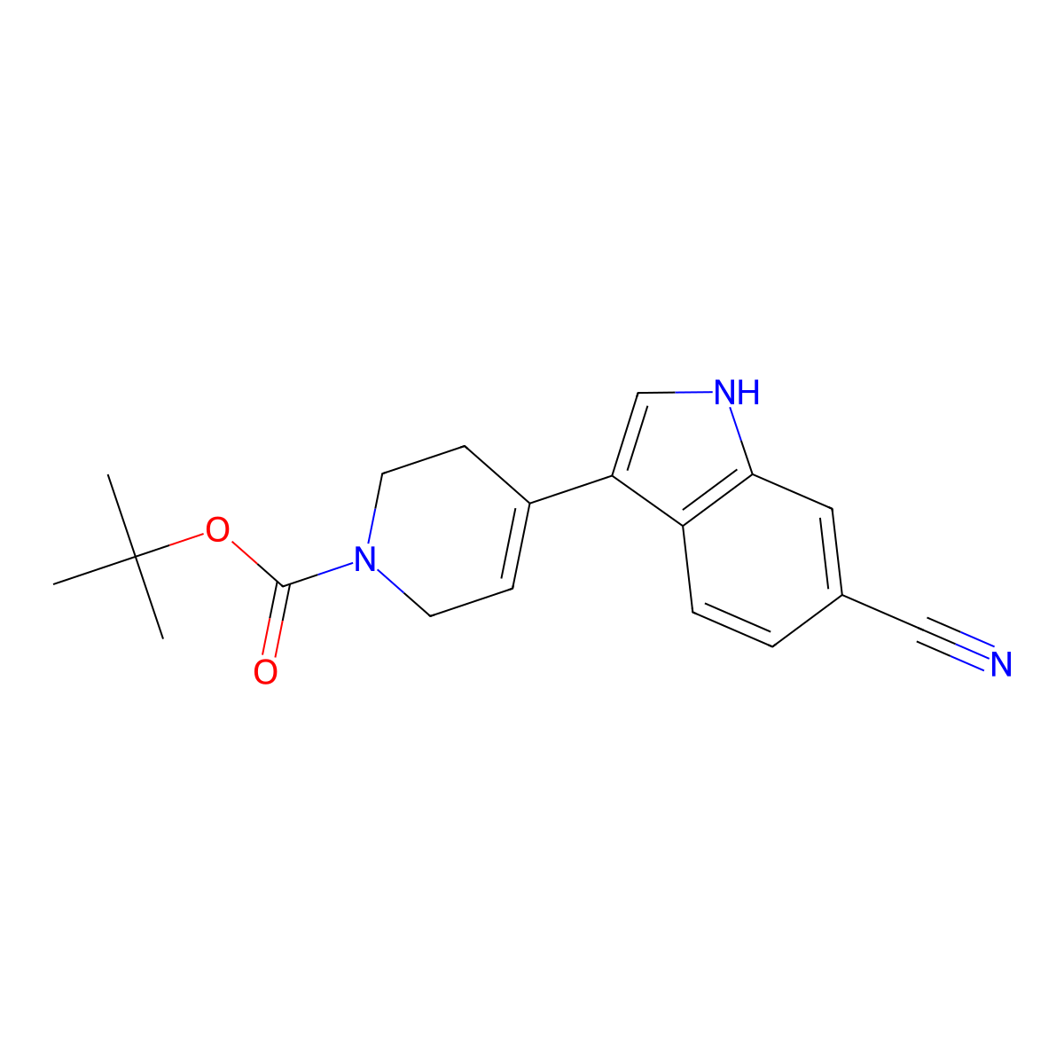 4-(6-Cyano-1H-indol-3-yl)-3,6-dihydro-2H-pyridine-1-carboxylic acid tert-butyl ester molecular structure, CAS 1637781-57-7