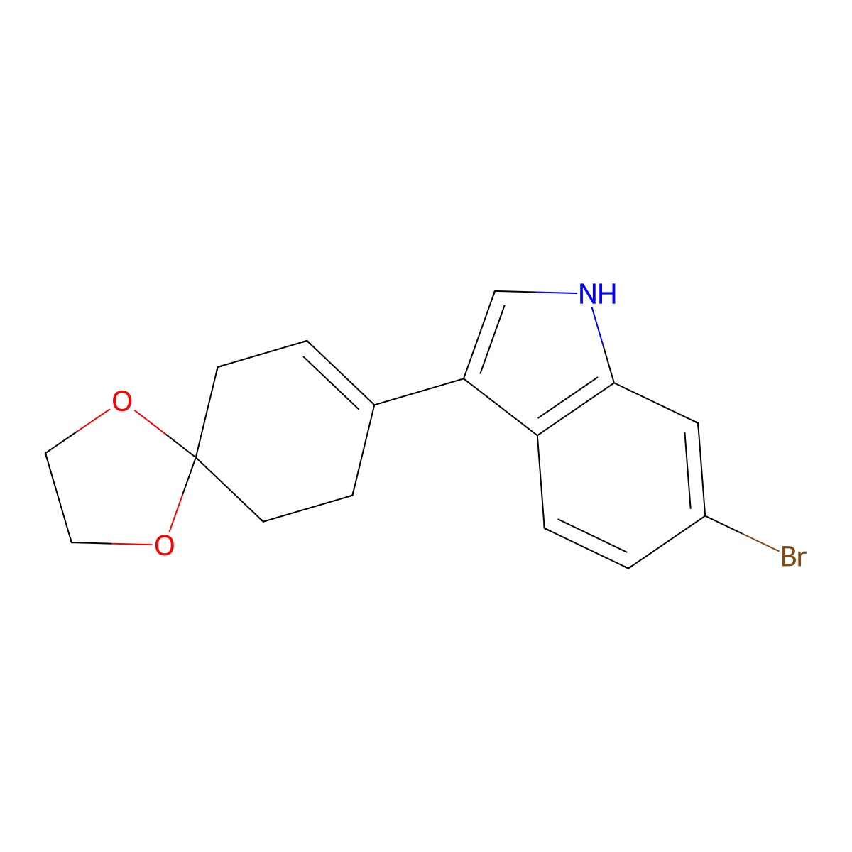 6-Bromo-3-(1,4-dioxaspiro[4.5]dec-7-en-8-yl)-1H-indole molecular structure, CAS 1637781-59-9