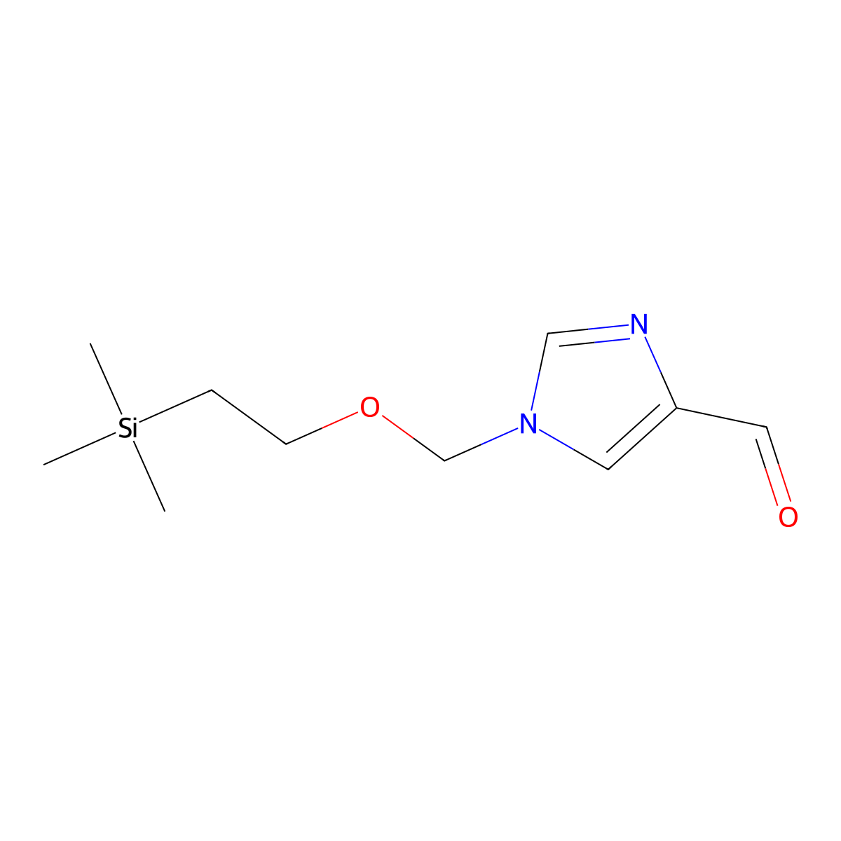 1H-Imidazole-4-carboxaldehyde, 1-[[2-(trimethylsilyl)ethoxy]methyl]- molecular structure, CAS 163807-98-5