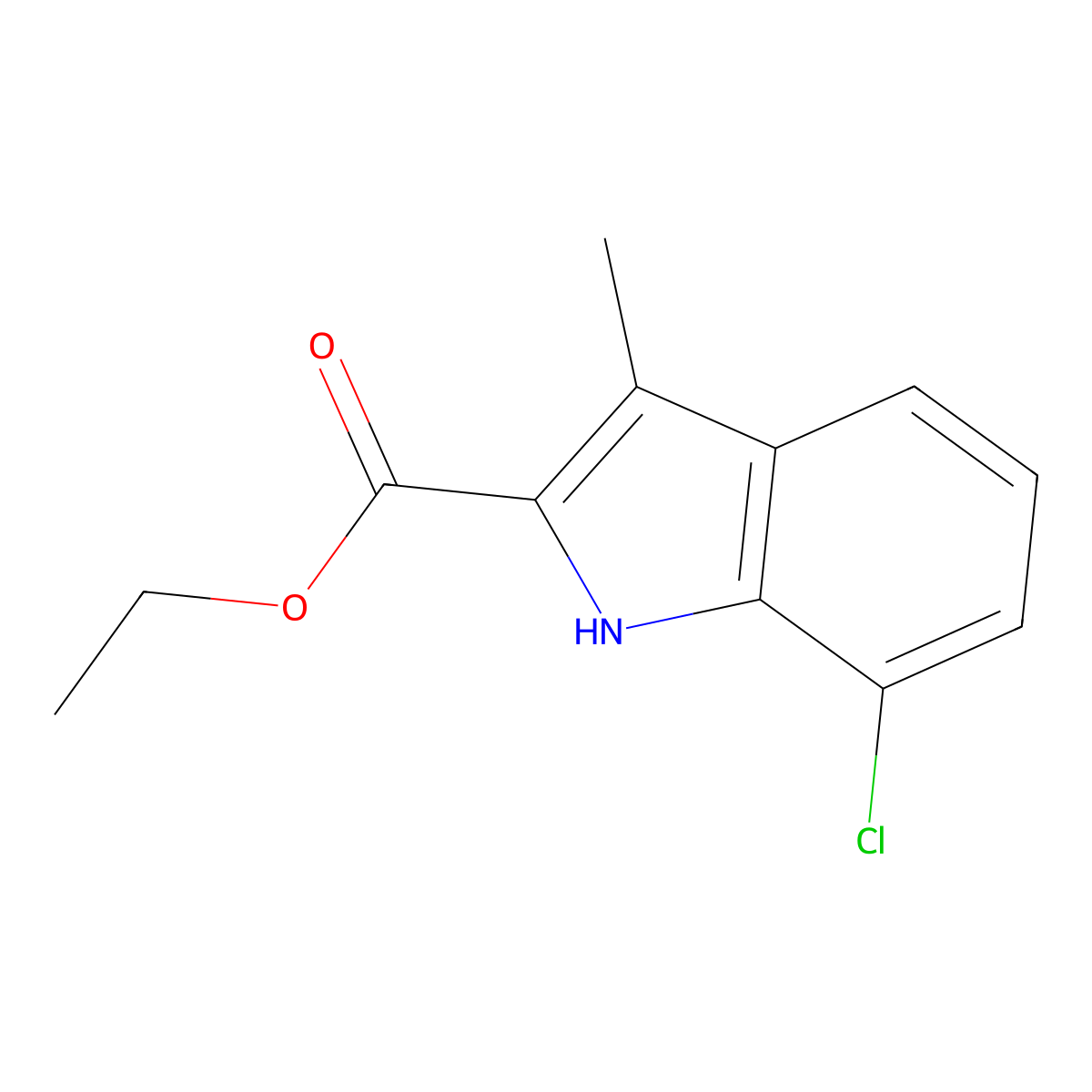 ethyl 7-chloro-3-methyl-1H-indole-2-carboxylate molecular structure, CAS 16381-40-1