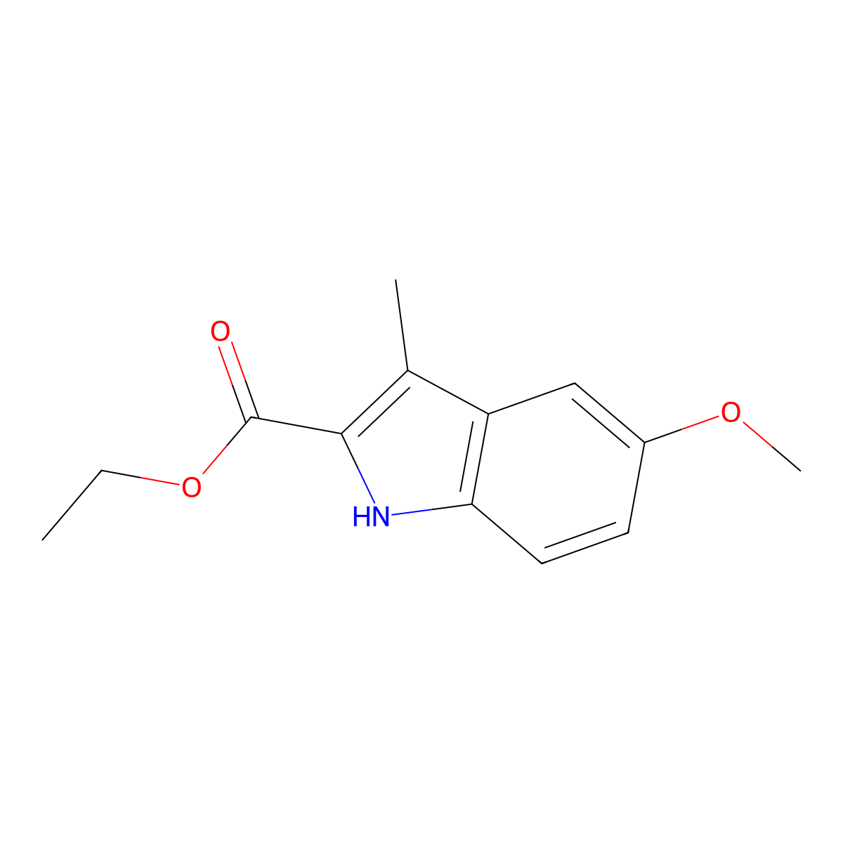Ethyl 5-methoxy-3-methyl-1H-indole-2-carboxylate molecular structure, CAS 16381-42-3