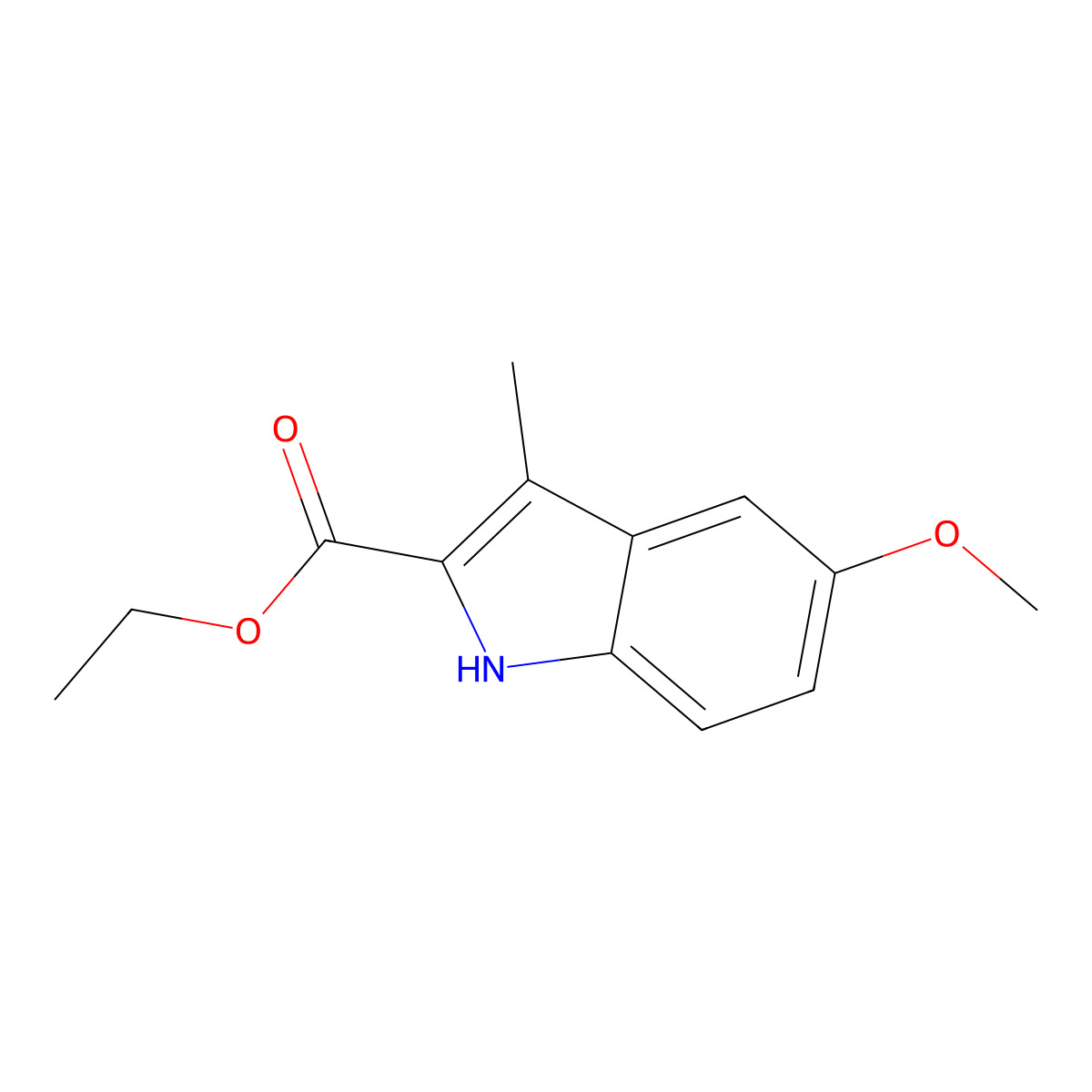 Ethyl 5-methoxy-3-methyl-1H-indole-2-carboxylate molecular structure, CAS 16381-42-3