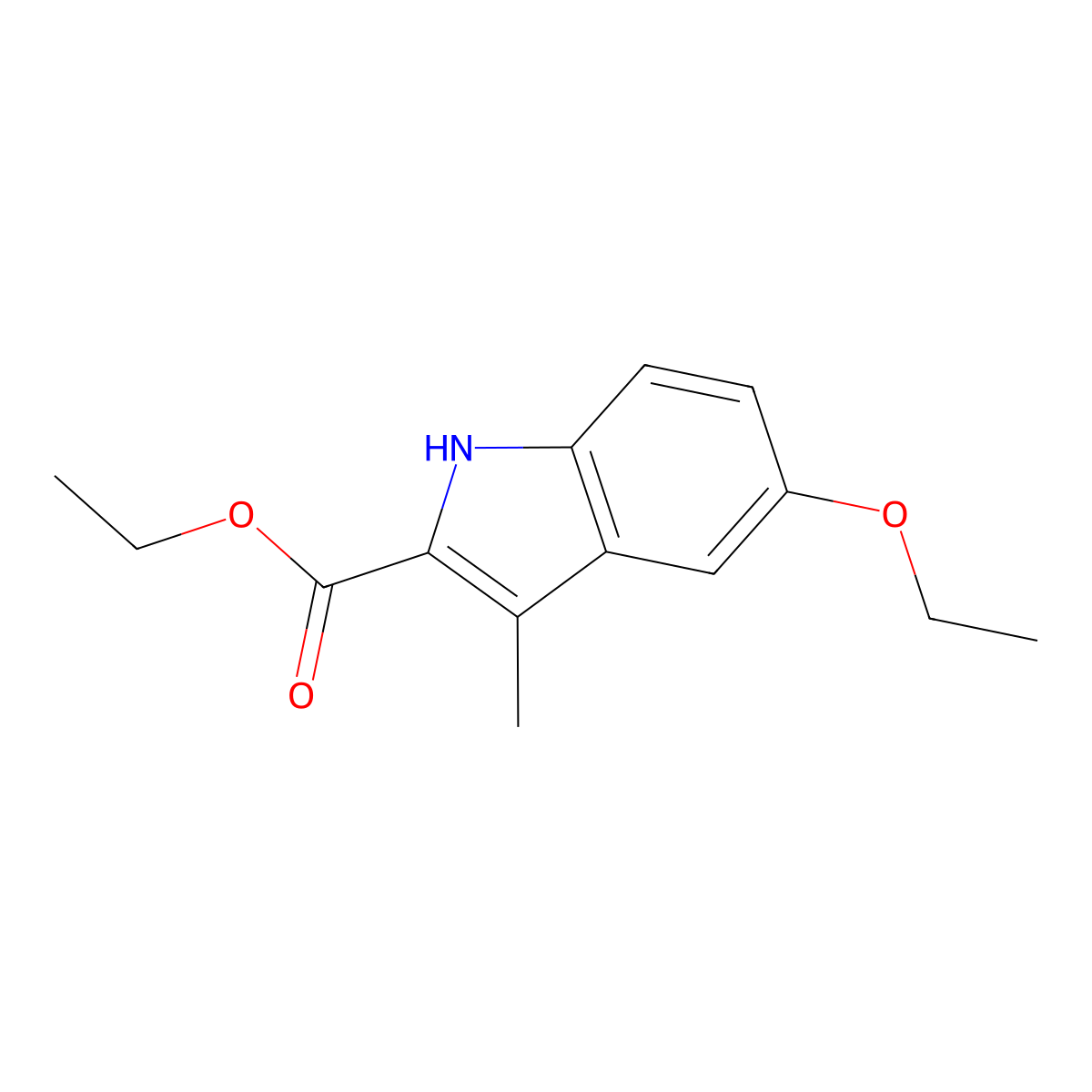 ethyl 5-ethoxy-3-methyl-1H-indole-2-carboxylate molecular structure, CAS 16381-43-4