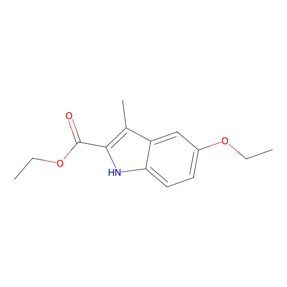 ethyl 5-ethoxy-3-methyl-1H-indole-2-carboxylate molecular structure, CAS 16381-43-4