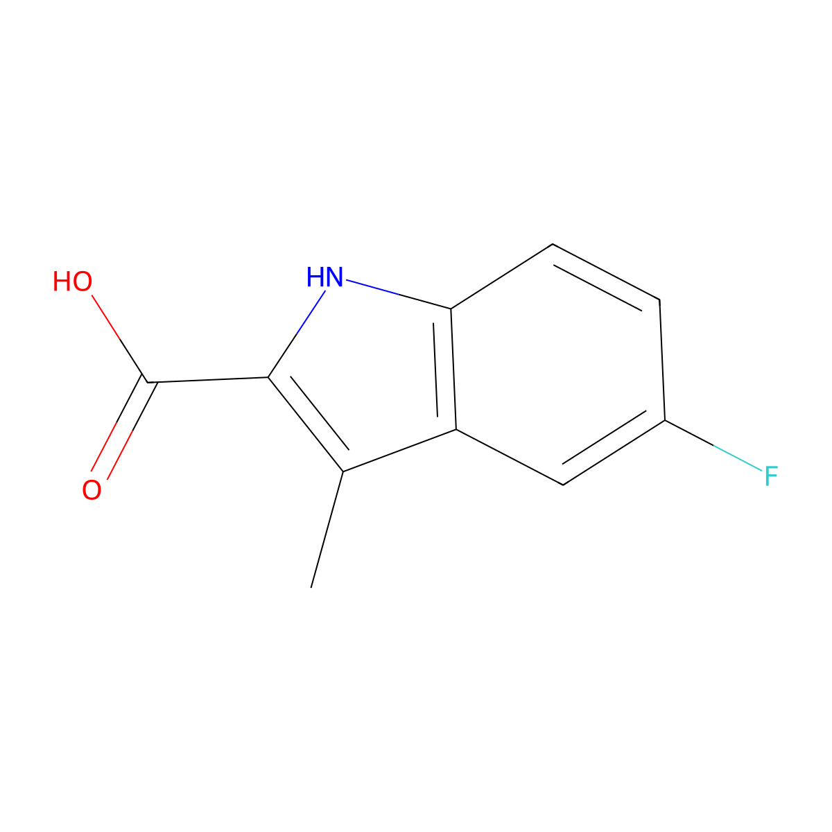 5-Fluoro-3-methyl-1H-indole-2-carboxylic acid molecular structure, CAS 16381-46-7