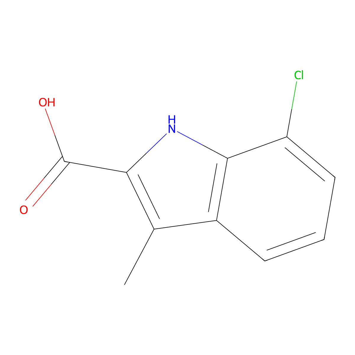 7-chloro-3-methyl-1H-indole-2-carboxylic acid molecular structure, CAS 16381-48-9