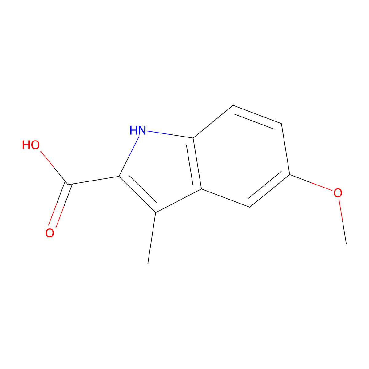 5-methoxy-3-methyl-1H-indole-2-carboxylic acid molecular structure, CAS 16381-50-3
