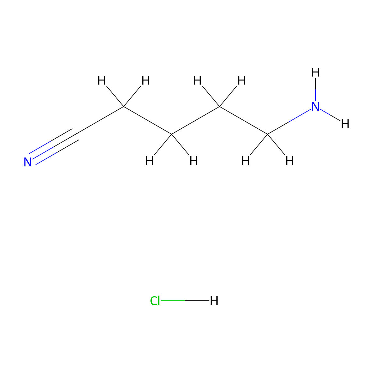 5-Aminopentanenitrile hydrochloride molecular structure, CAS 1638108-03-8